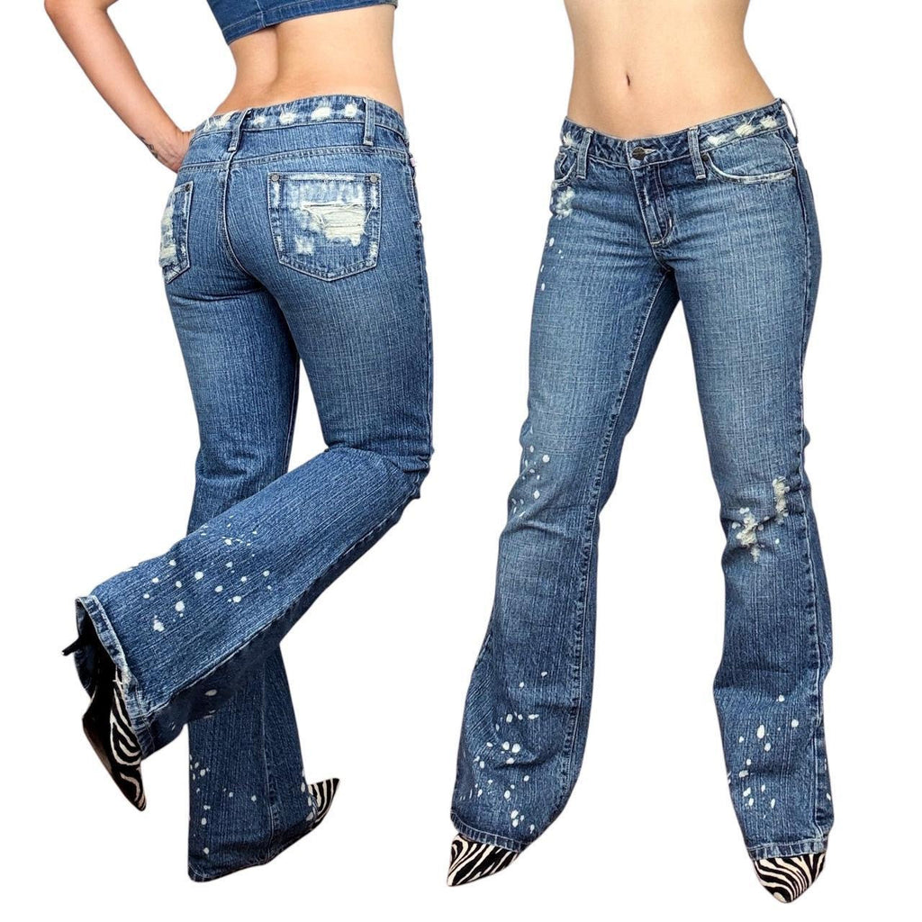 Y2K Distressed Bleach Splatter Jeans (M)