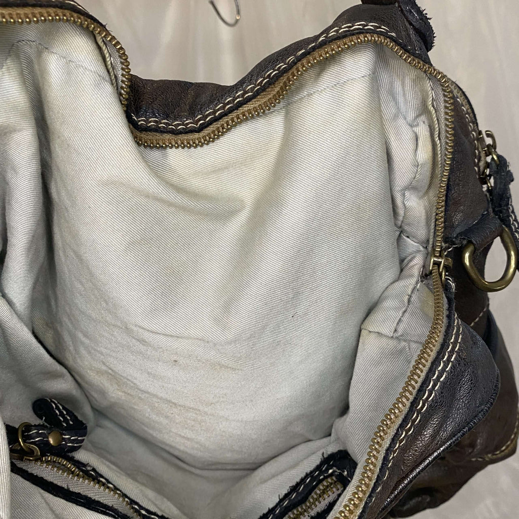 Vintage Italian Large Leather Hand Bag