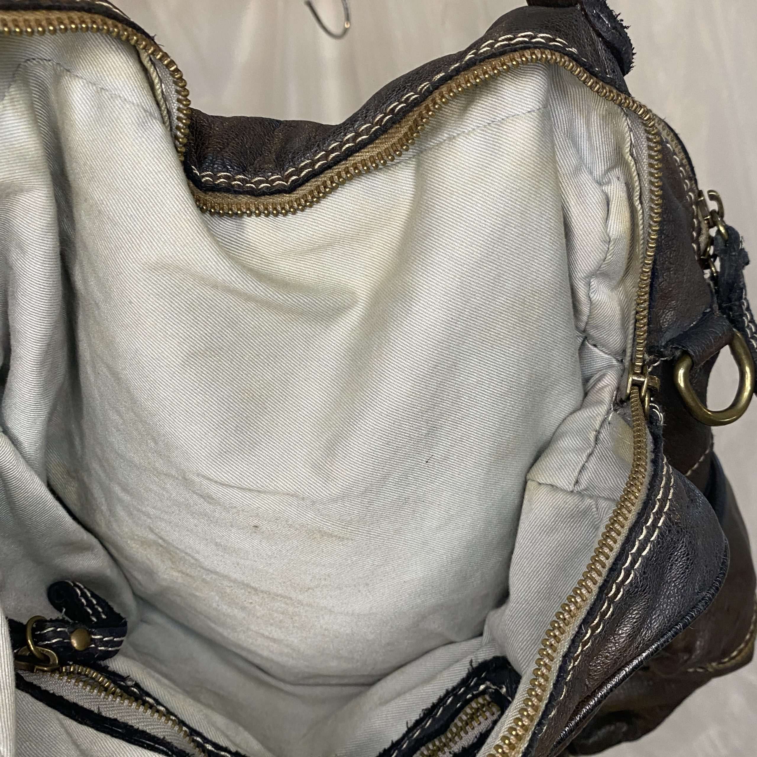 Vintage Italian Large Leather Hand Bag