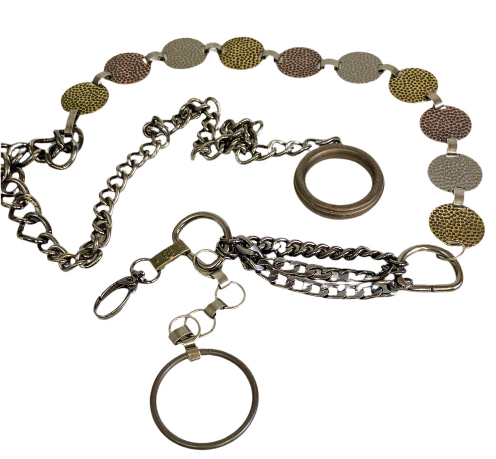 Multi colored metal chain belt