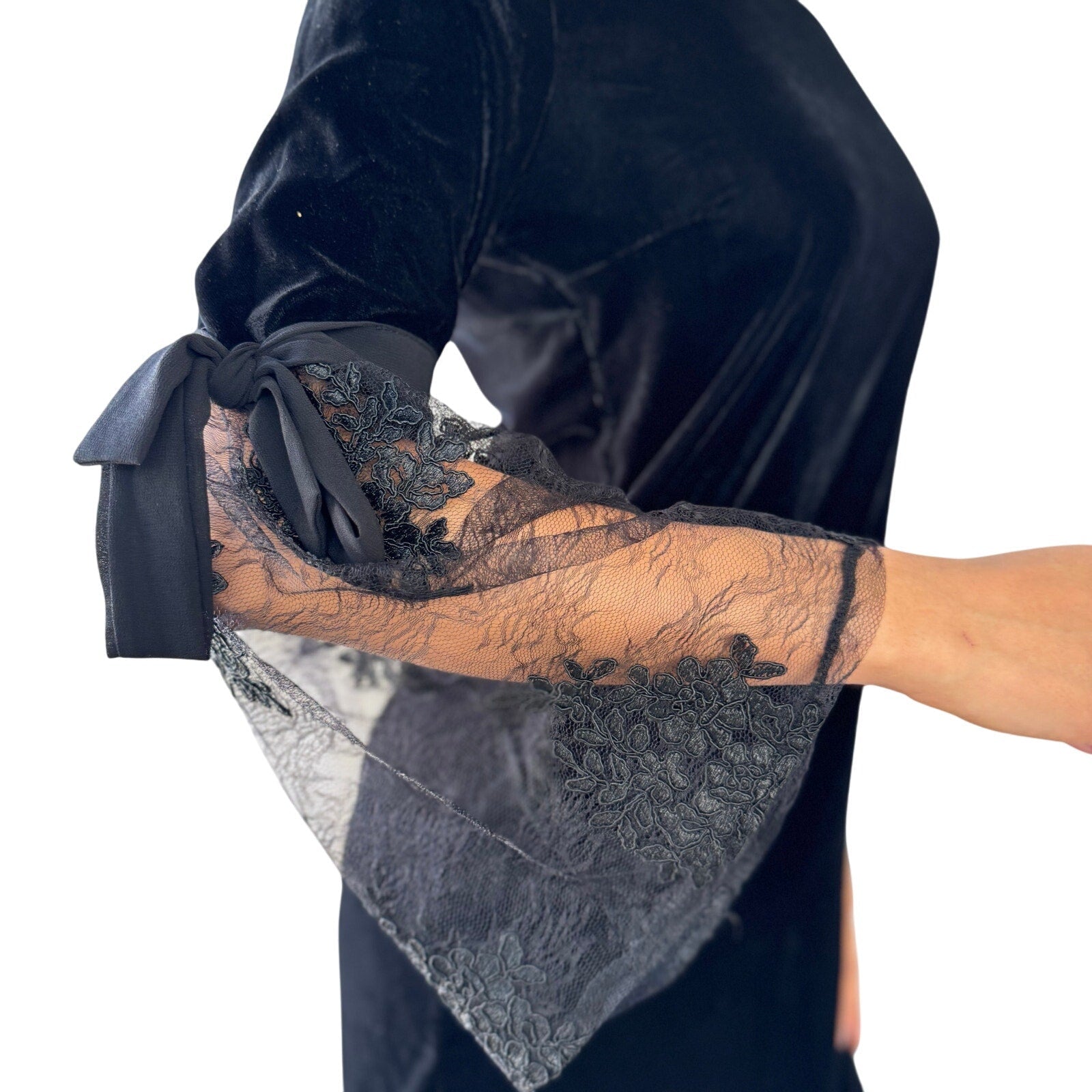 Vintage Italian Black Velvet Mini Dress (S)