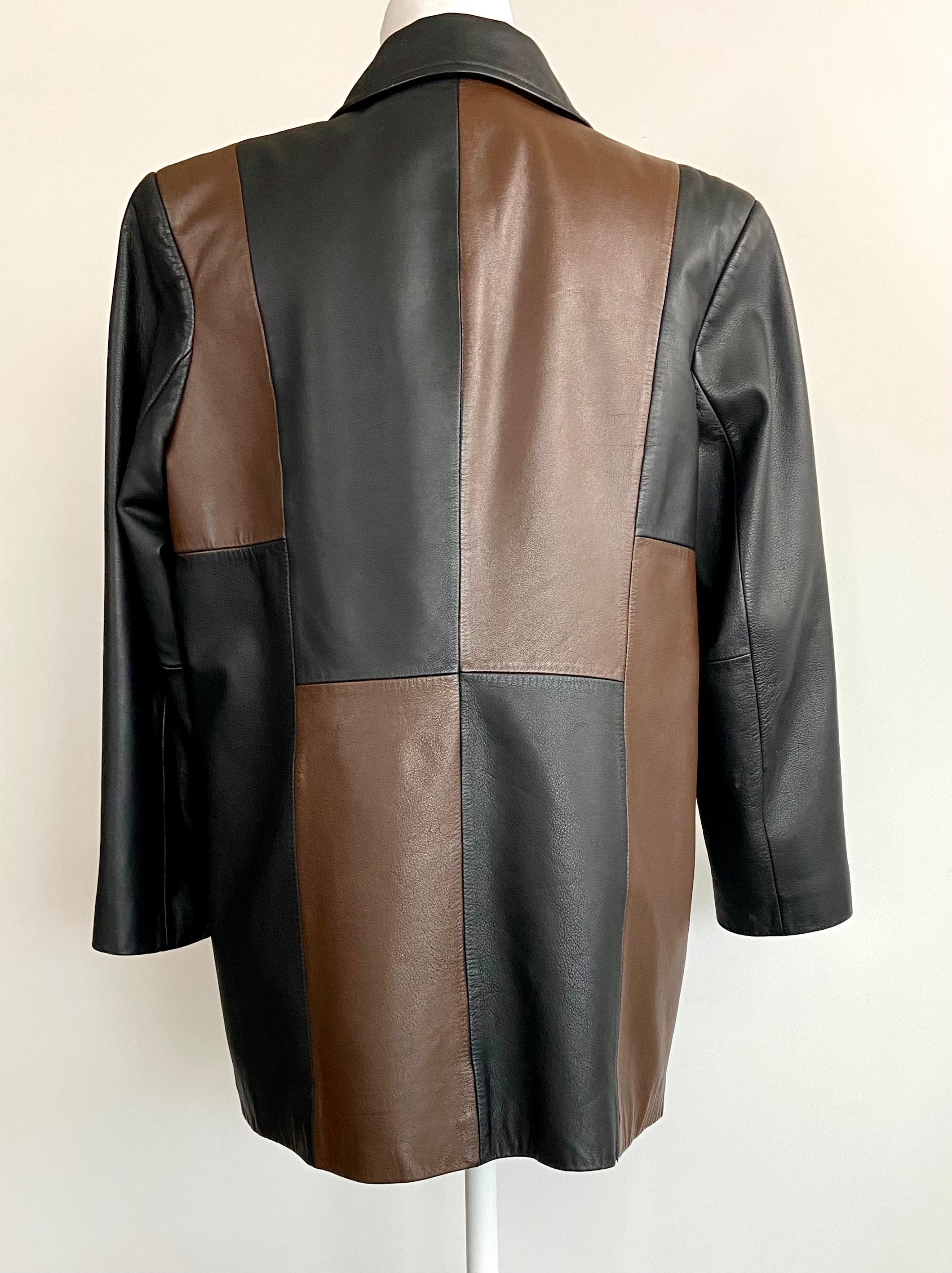 Black & Brown Leather Jacket (L)