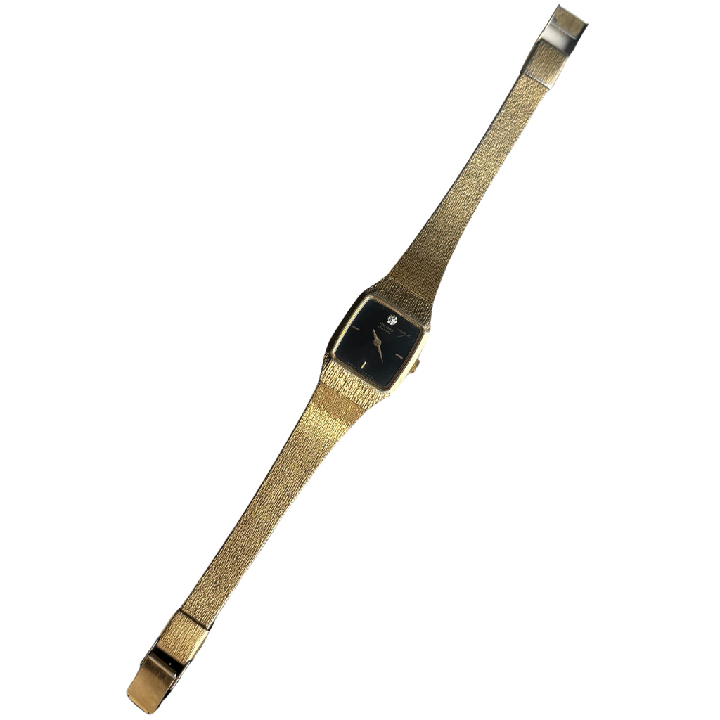 Gold Black Dial Seiko Watch