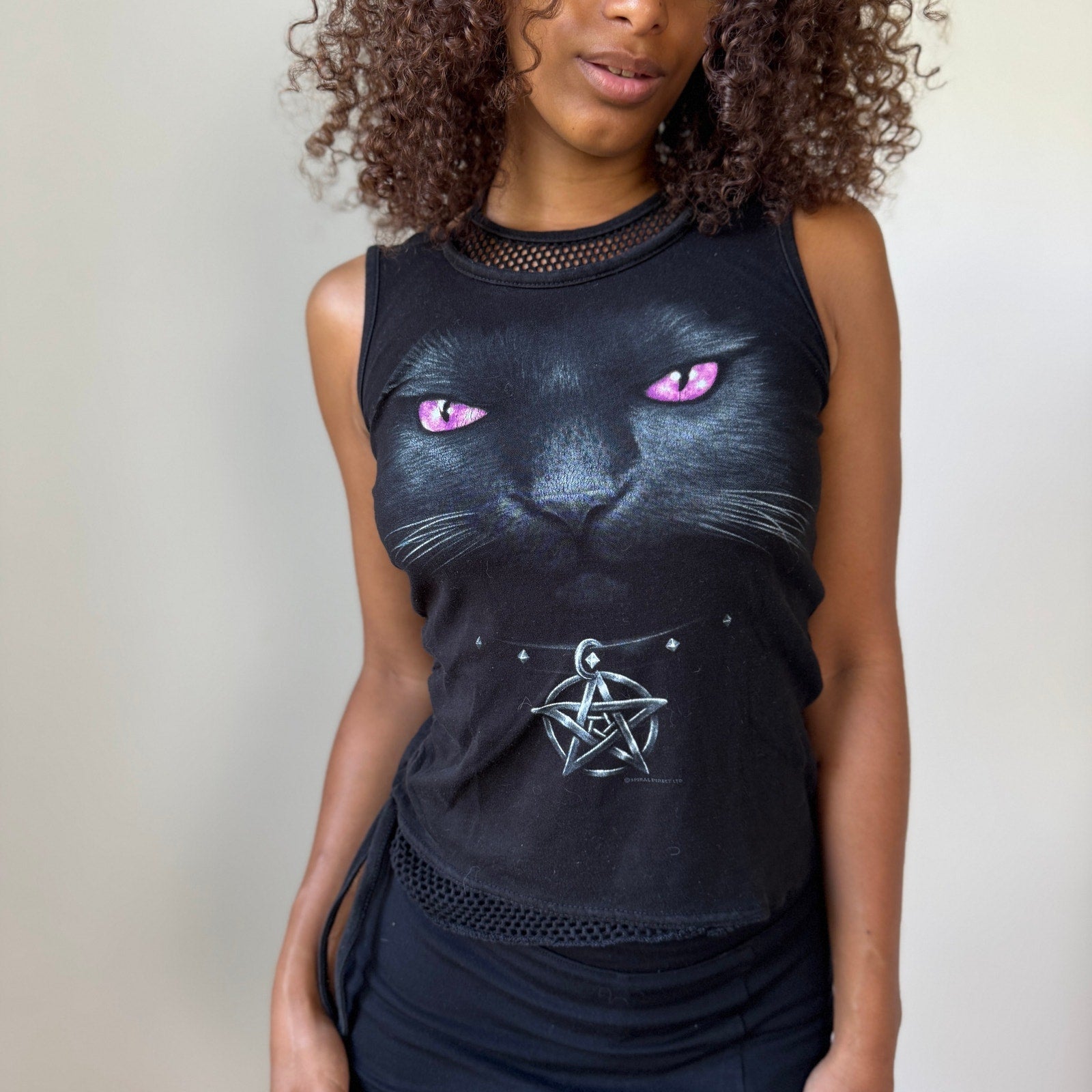 Vintage Euro Graphic Black Cat Tank (S)