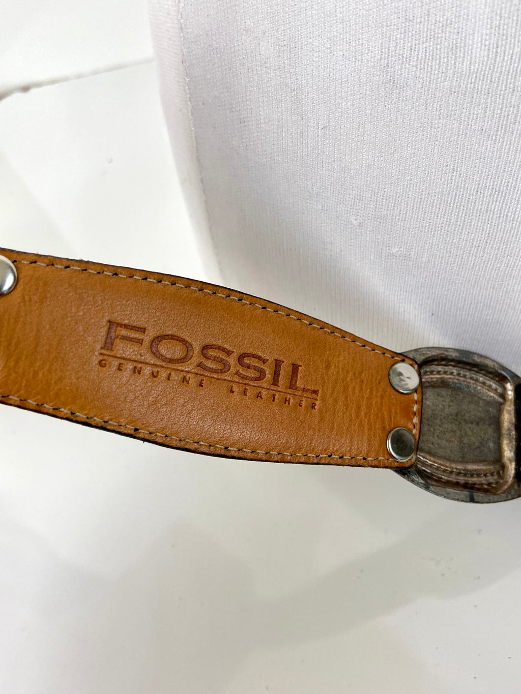 Vintage Fossil Black Leather Belt
