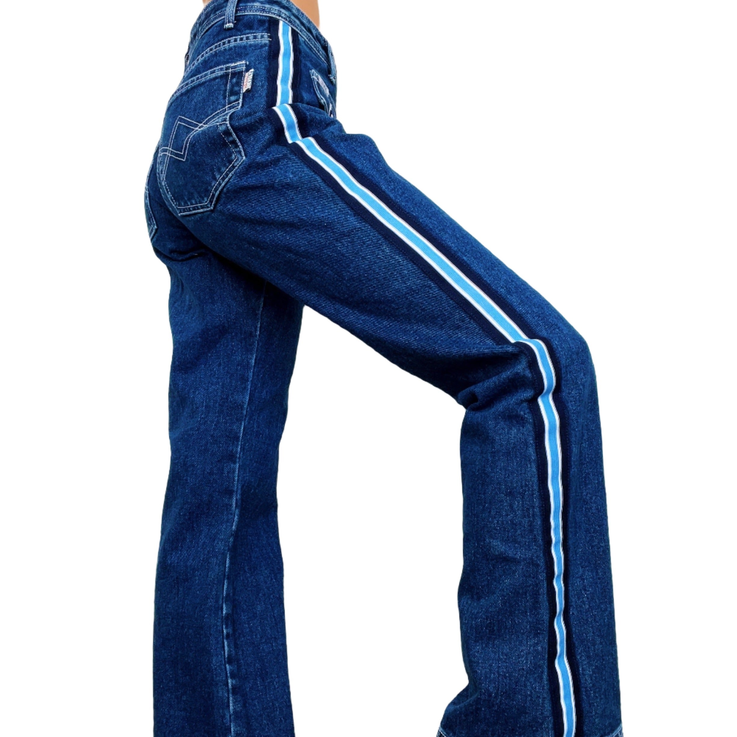 Vintage Sporty Striped Jeans (M)