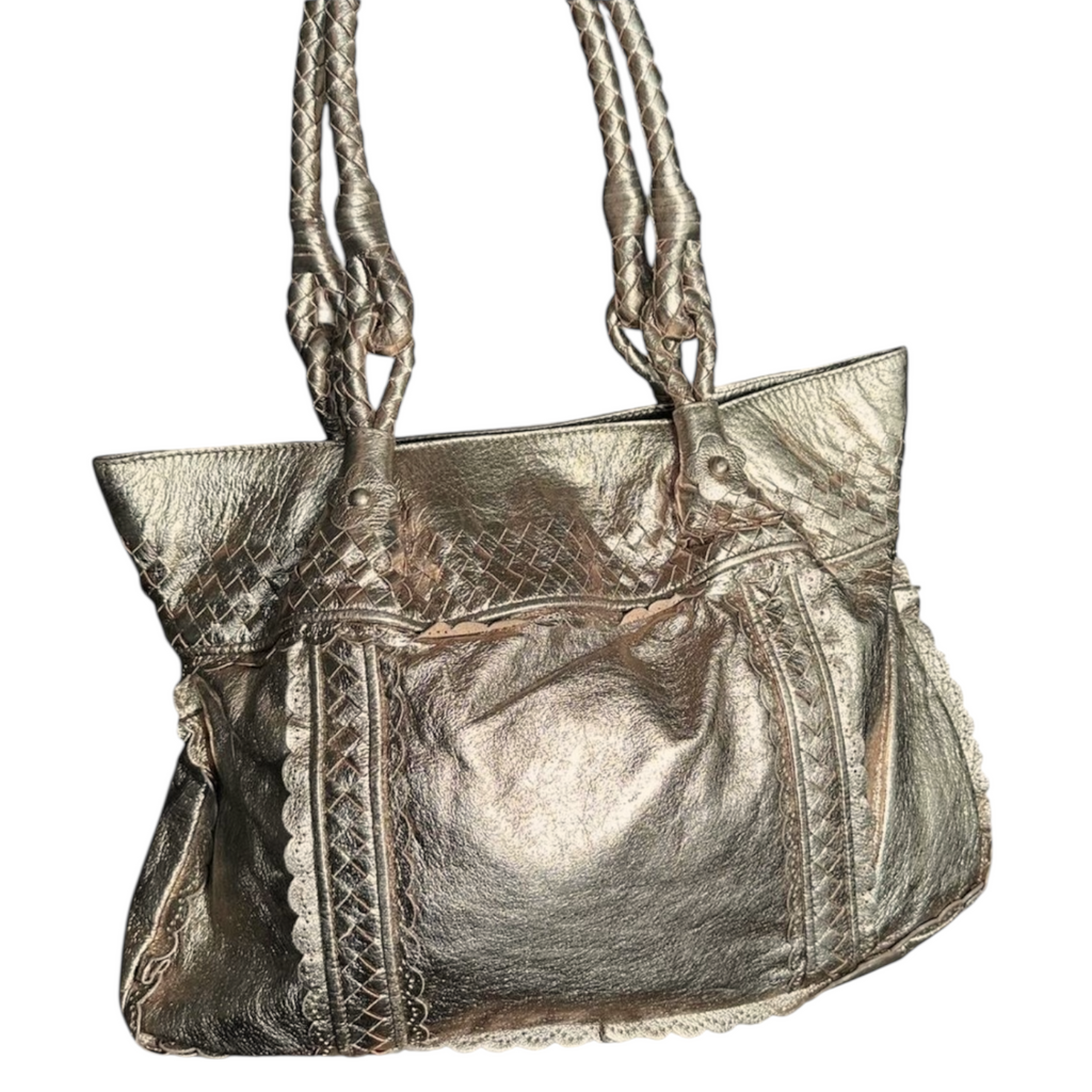 Vintage Elliott Lucca Genuine Leather Gold Hobo Bag