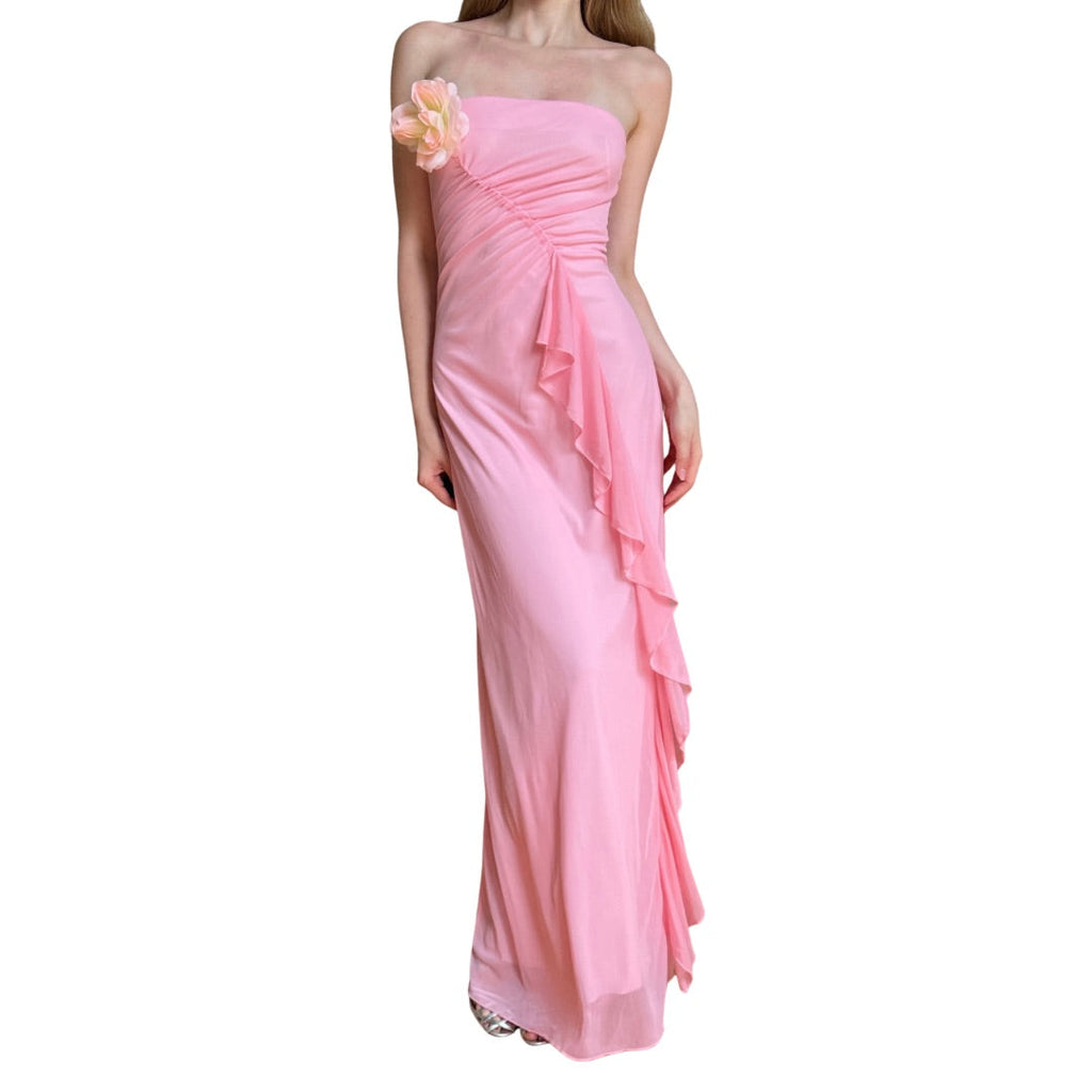 Pink City Triangles Mesh Maxi Dress (S)