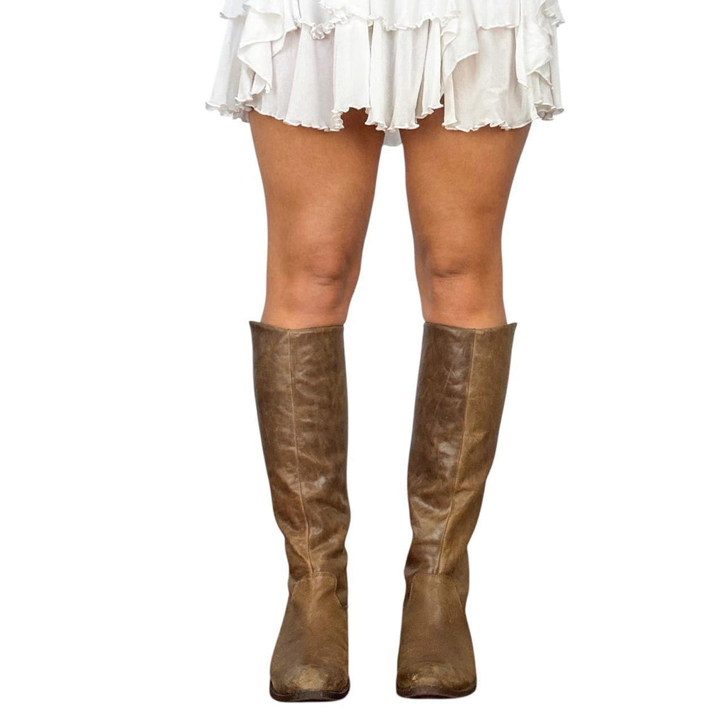 Vintage Brown Leather Knee-High Boots (8.5)