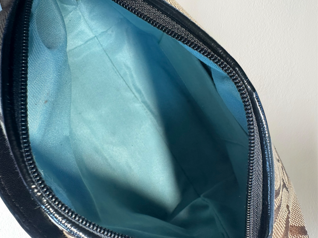 Vintage Patchwork Canvas and Leather Coach Shoulder Bag