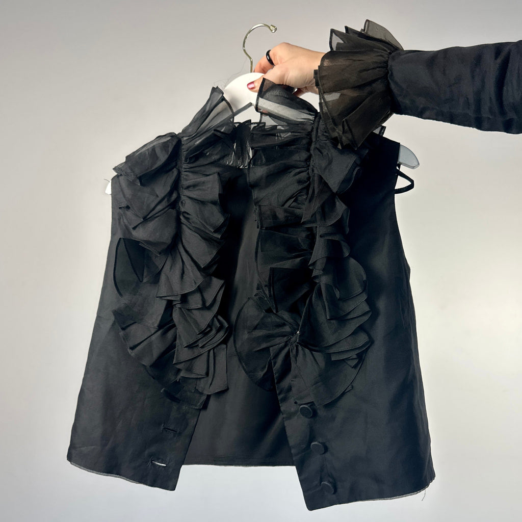 1950s 2-Piece Dress w/ Ruffle Vest (XS)