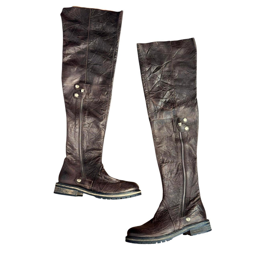 Y2K Free People Leather Thigh-High Boots (7.5)