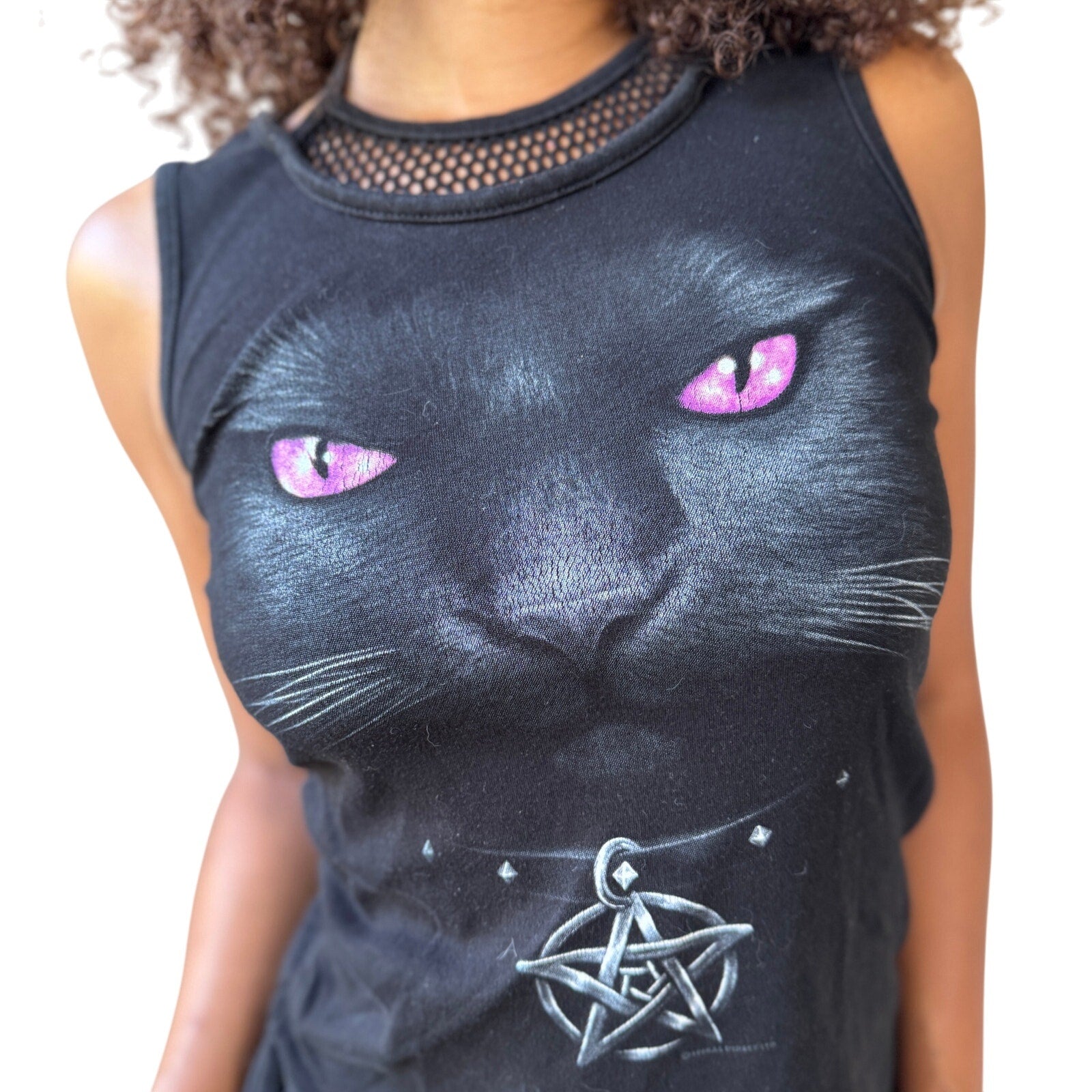 Vintage Euro Graphic Black Cat Tank (S)