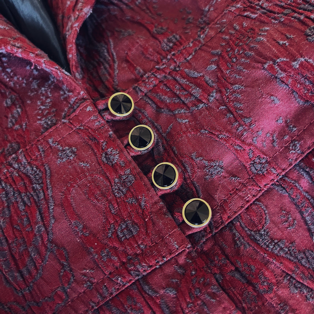Long Burgundy Brocade Blazer (S)