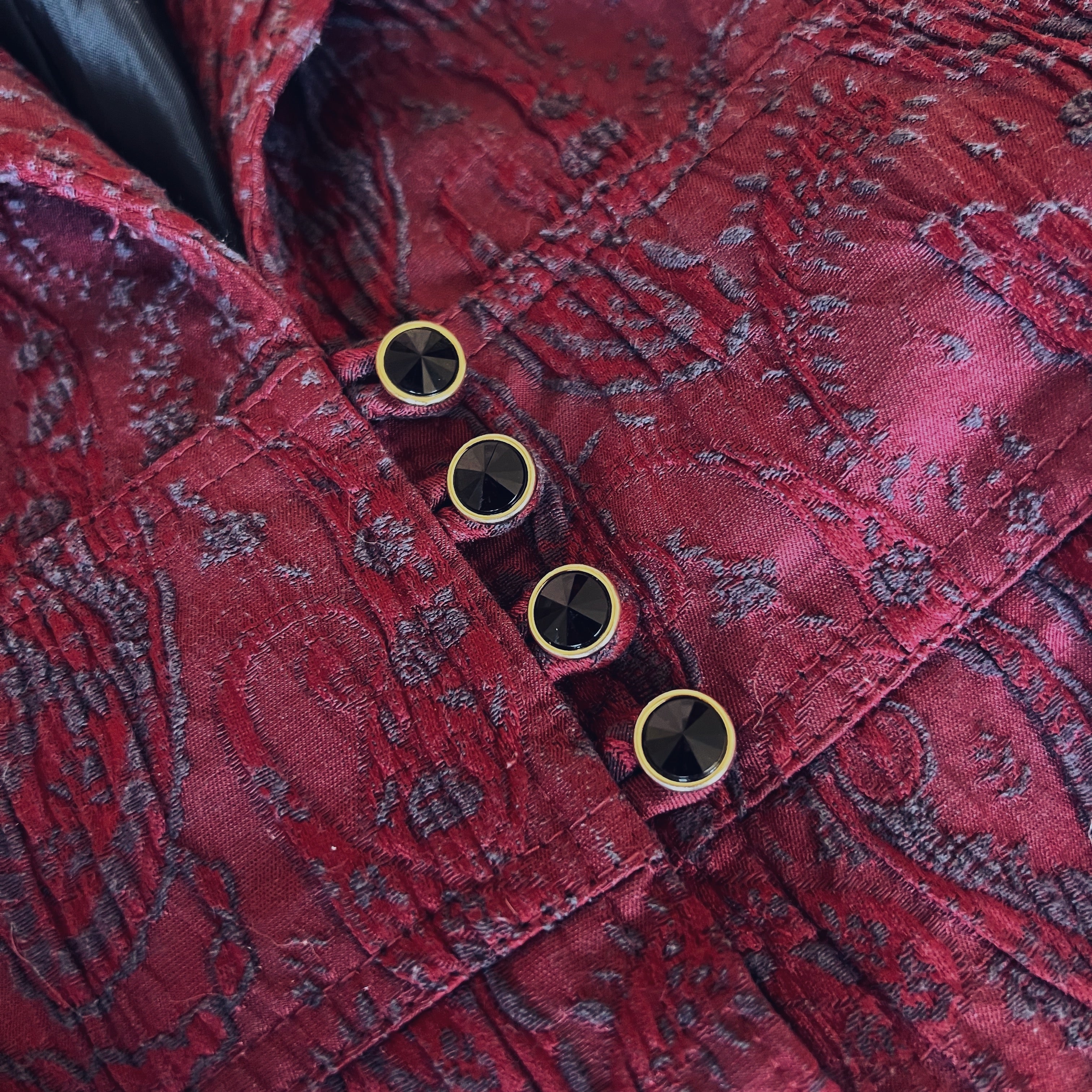 Long Burgundy Brocade Blazer (S)