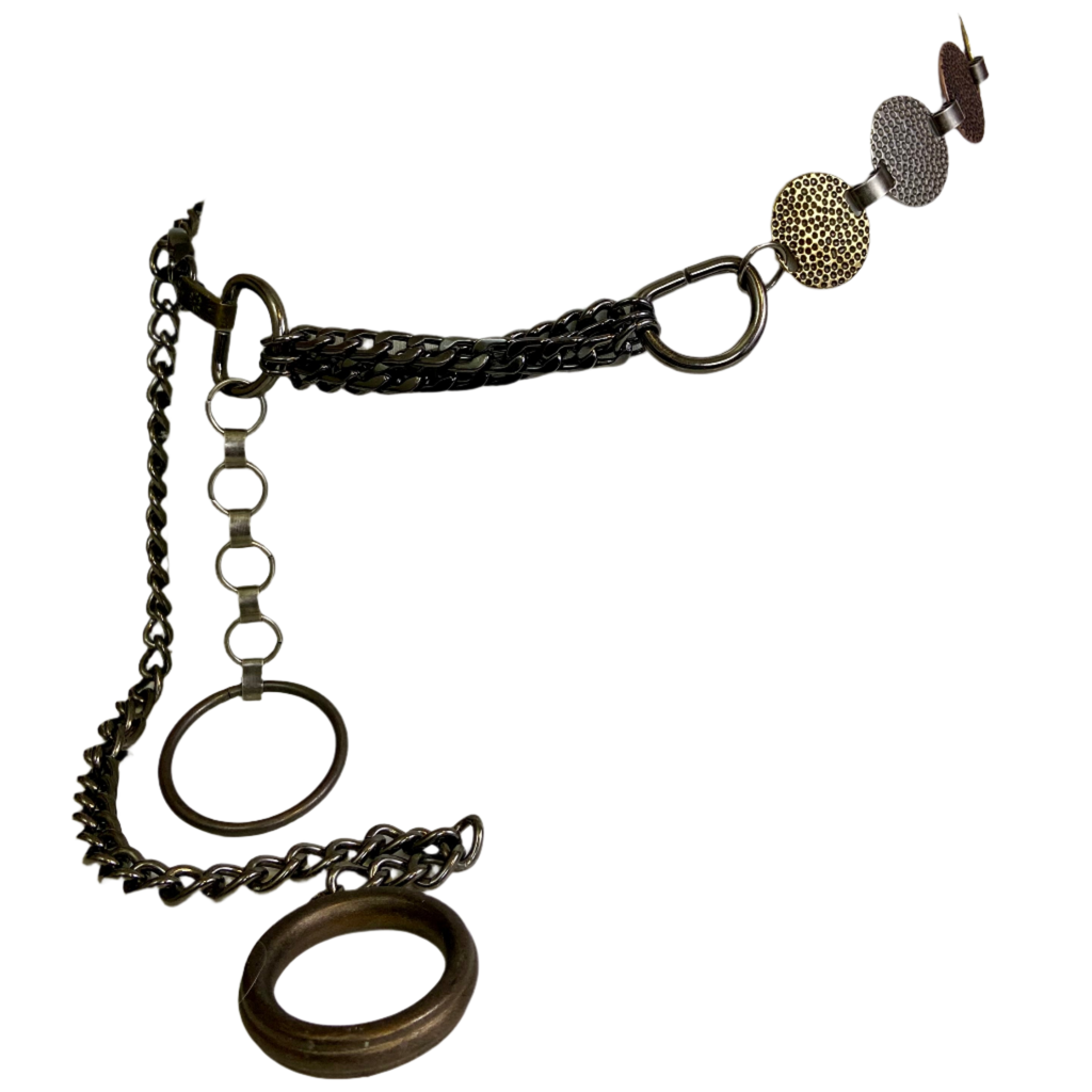 Multi colored metal chain belt