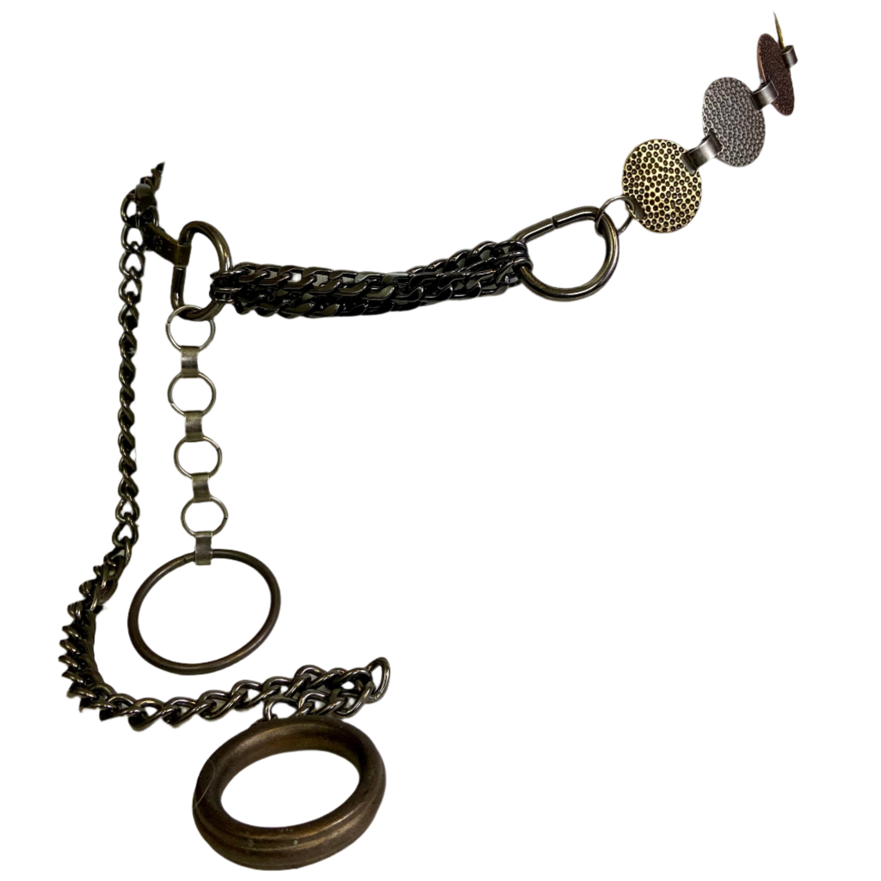 Multi colored metal chain belt