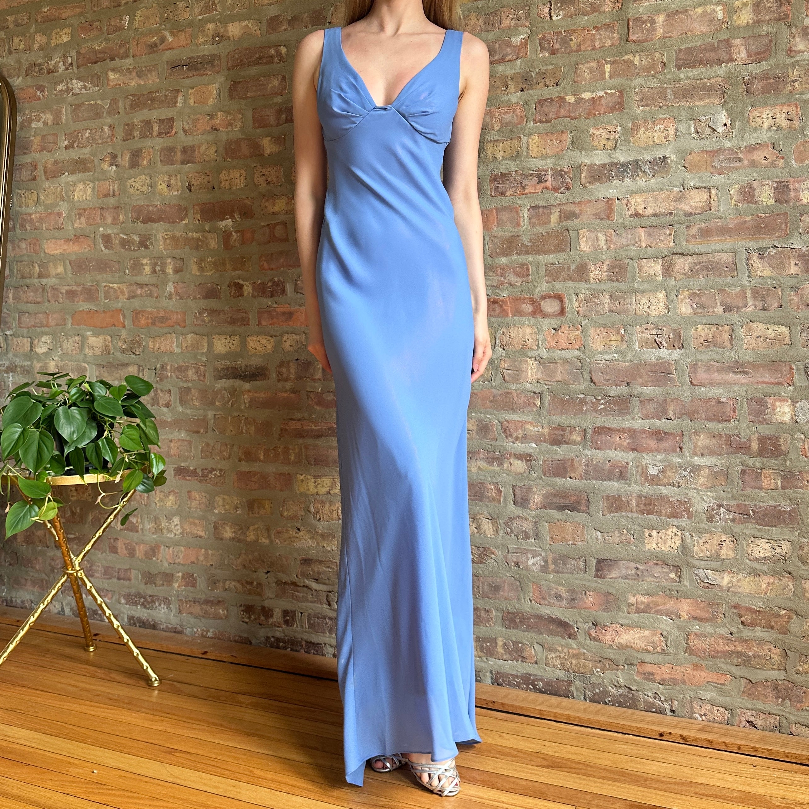Vintage Baby Blue Maxi Dress (S)