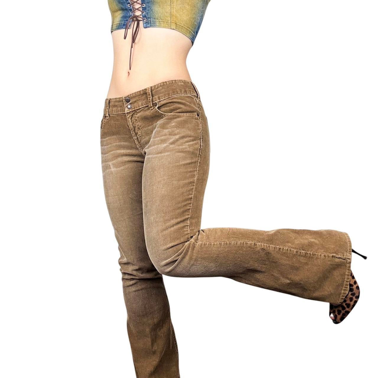 Y2K Brown Corduroy Flares (M)