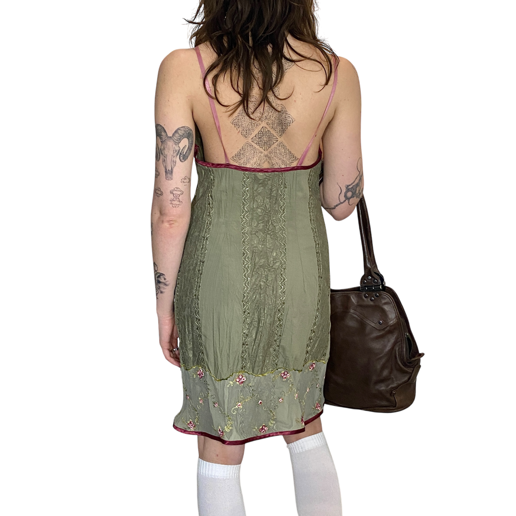 90s Lace Rose Mini Dress (S)