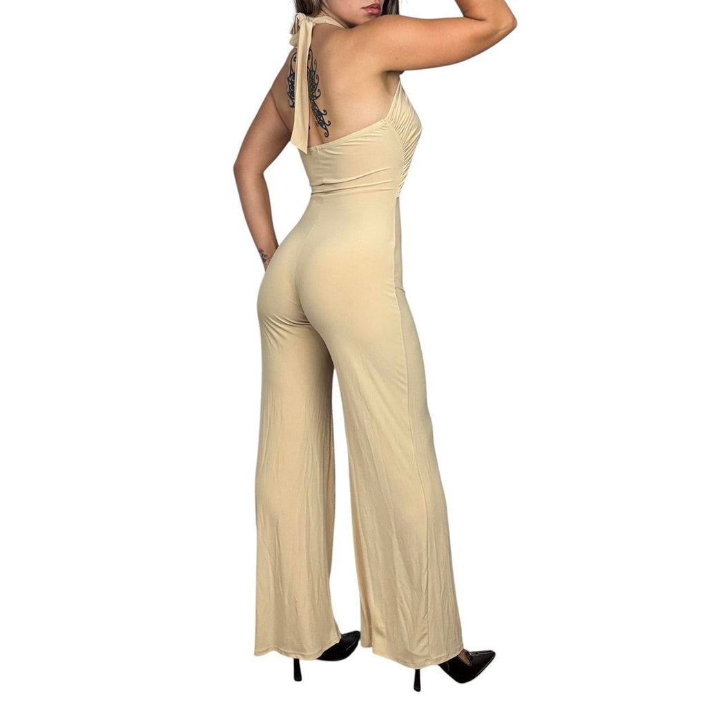 Y2K Slinky Halter Jumpsuit (S)