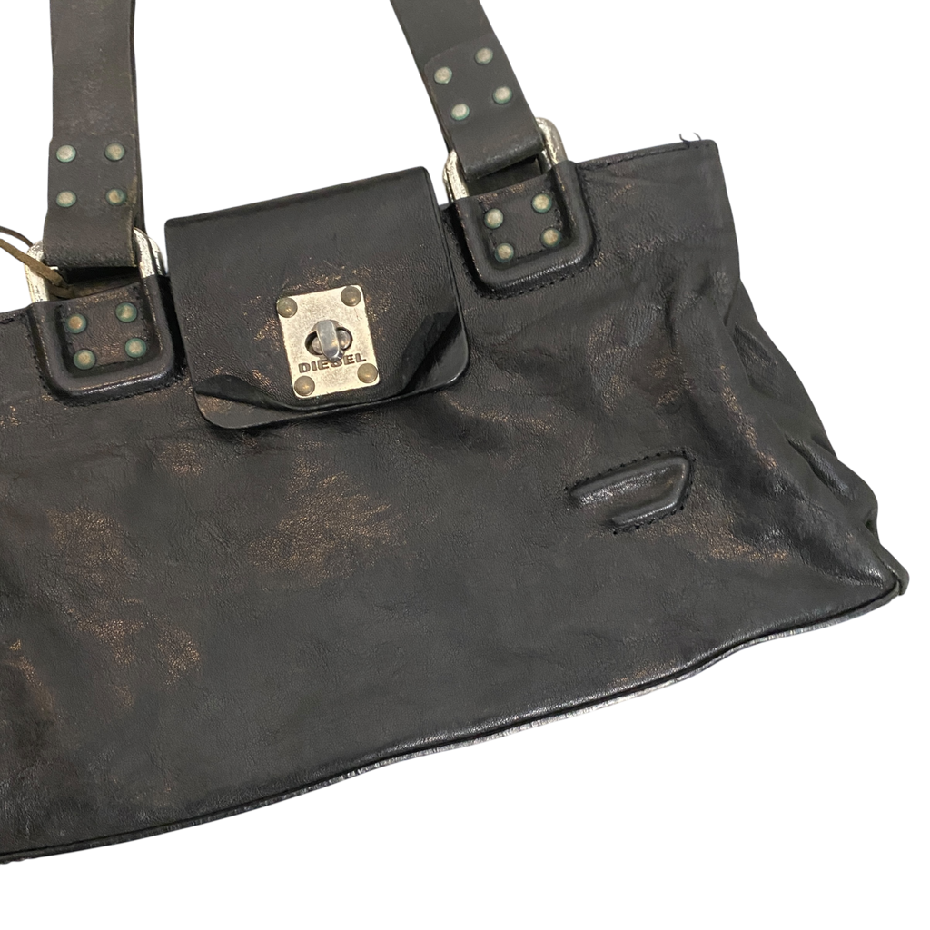 Vintage Leather Black Diesel Bag