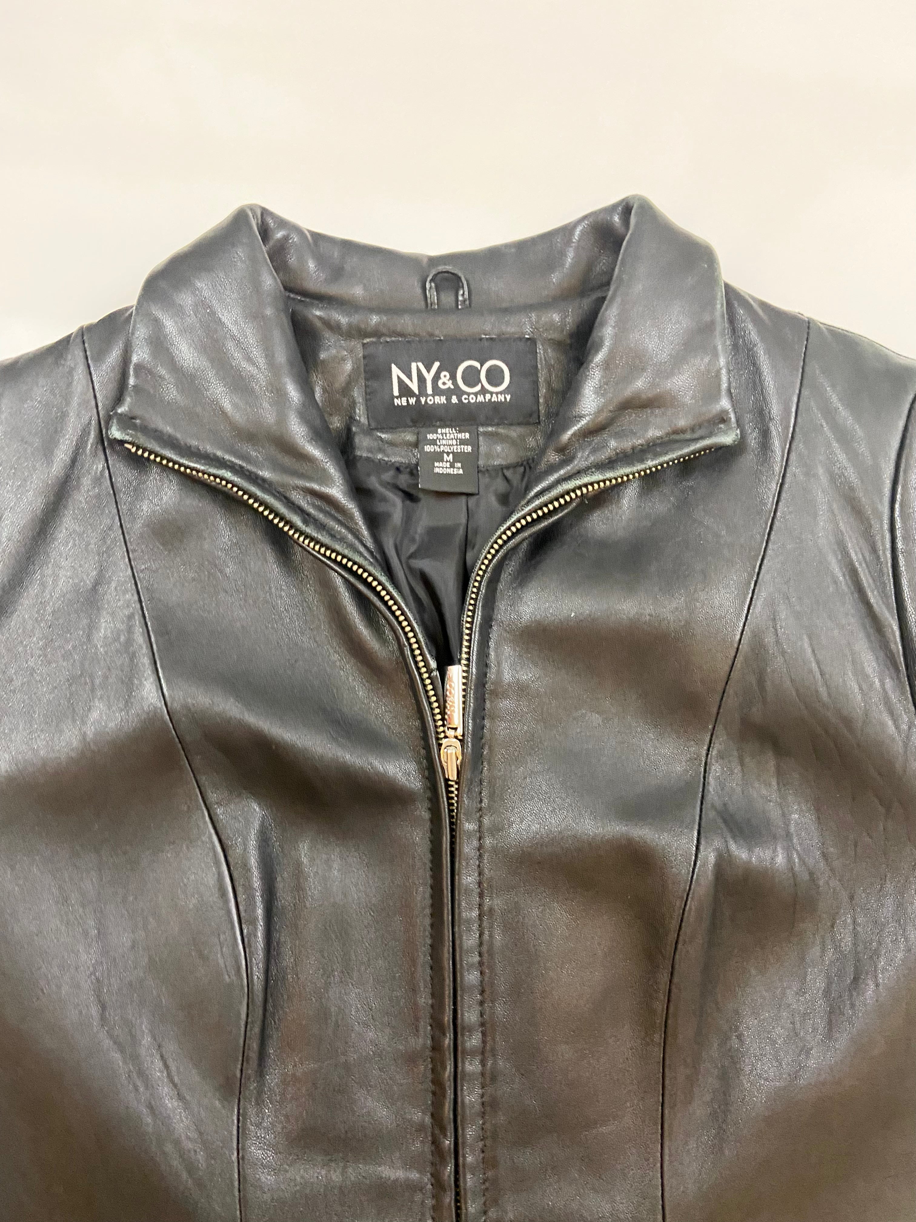 NY&CO Black Leather Jacket (L)