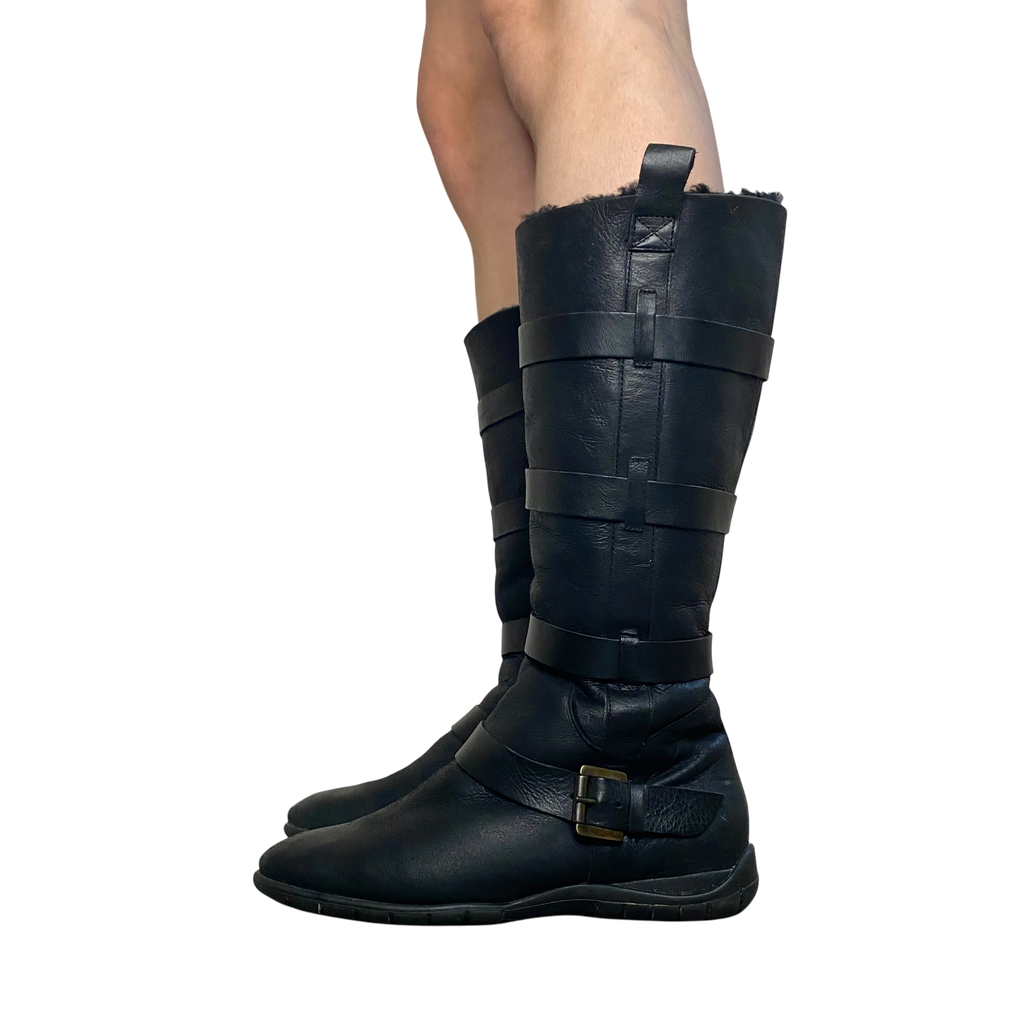 Vintage Leather Strap Buckle Calf Boots (UK 7 EU 40 US 9)