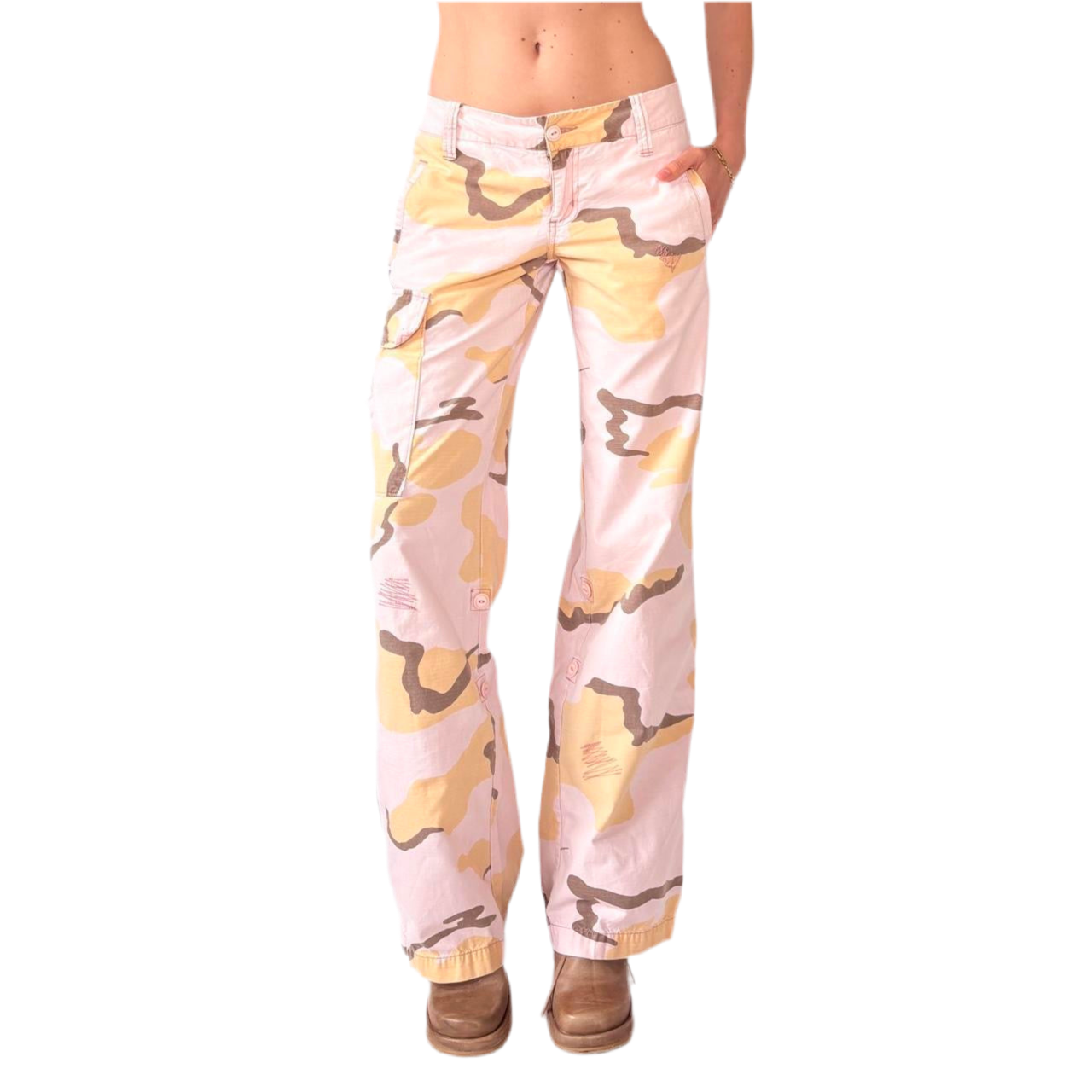 Y2K Pink Camo Low Rise Cargos (S)