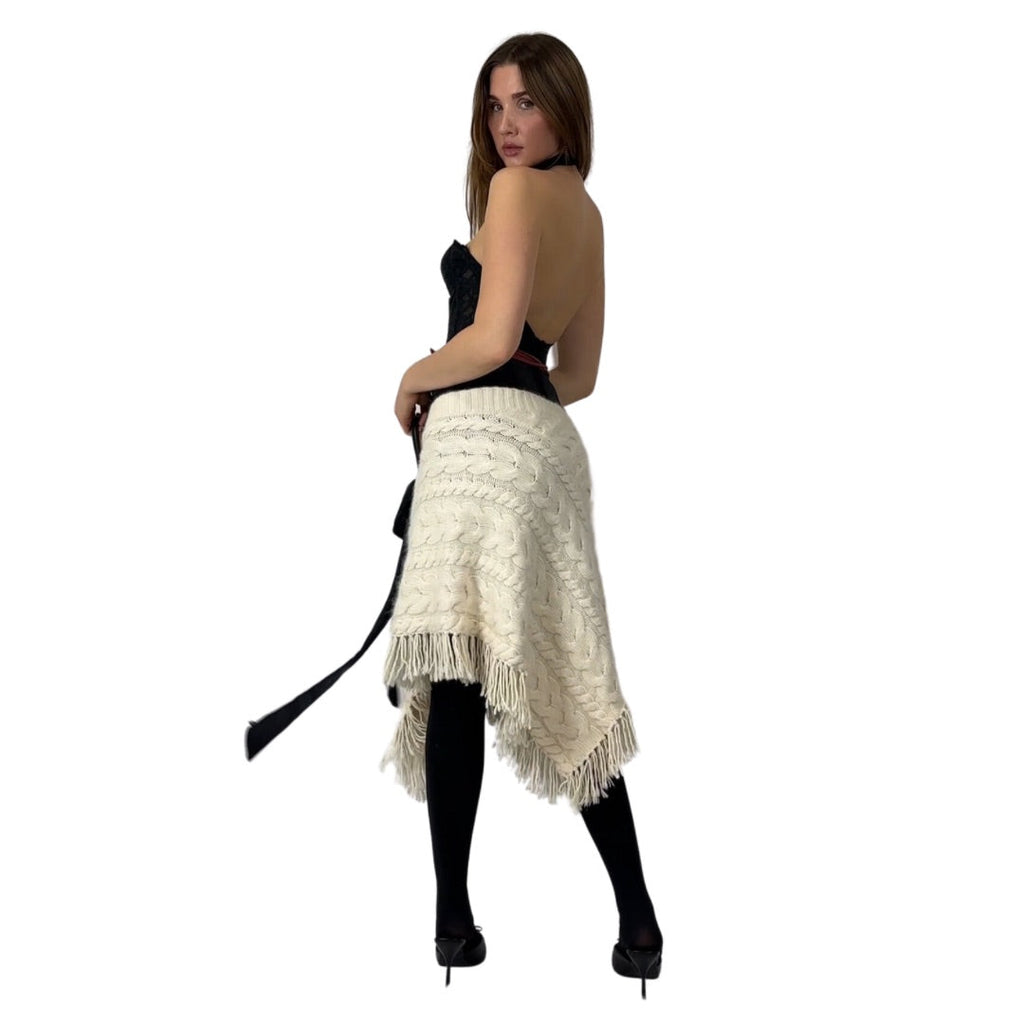 2000s Cream Wool Poncho Skirt/Top (XS/S)