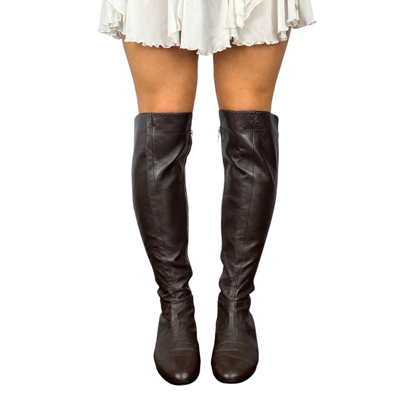 Michael Kors Brown Leather Knee-High Boots (10)