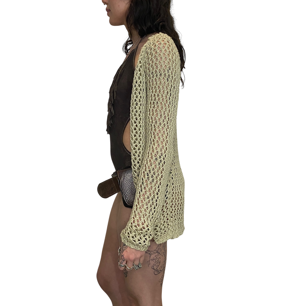 Vintage Italian Crochet Zip Up Cardigan (S/M)