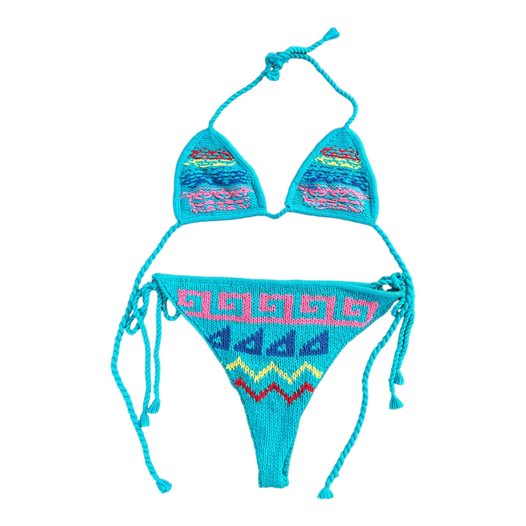Turquoise Crochet Bikini (M)