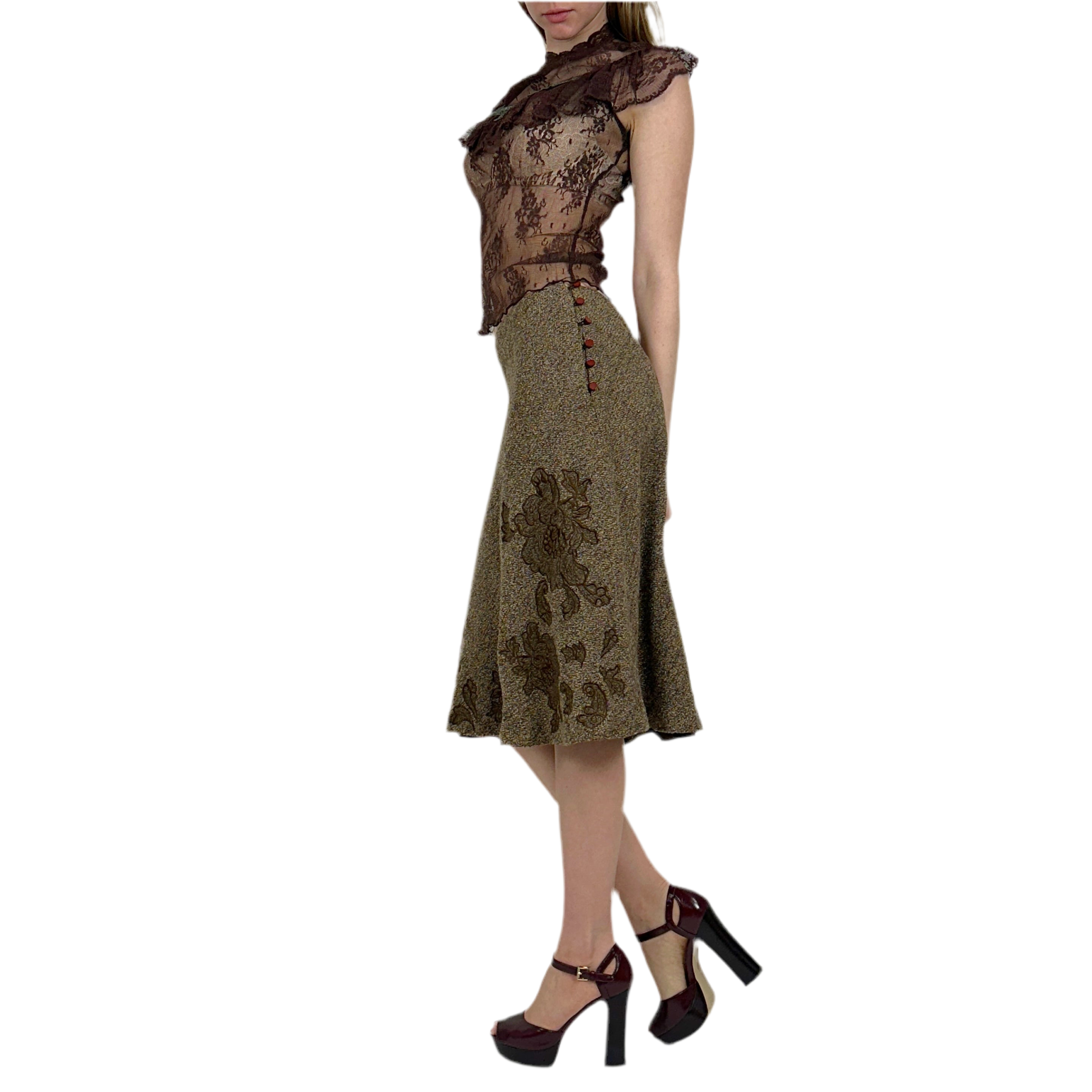 2000s Wool Midi Skirt (S)