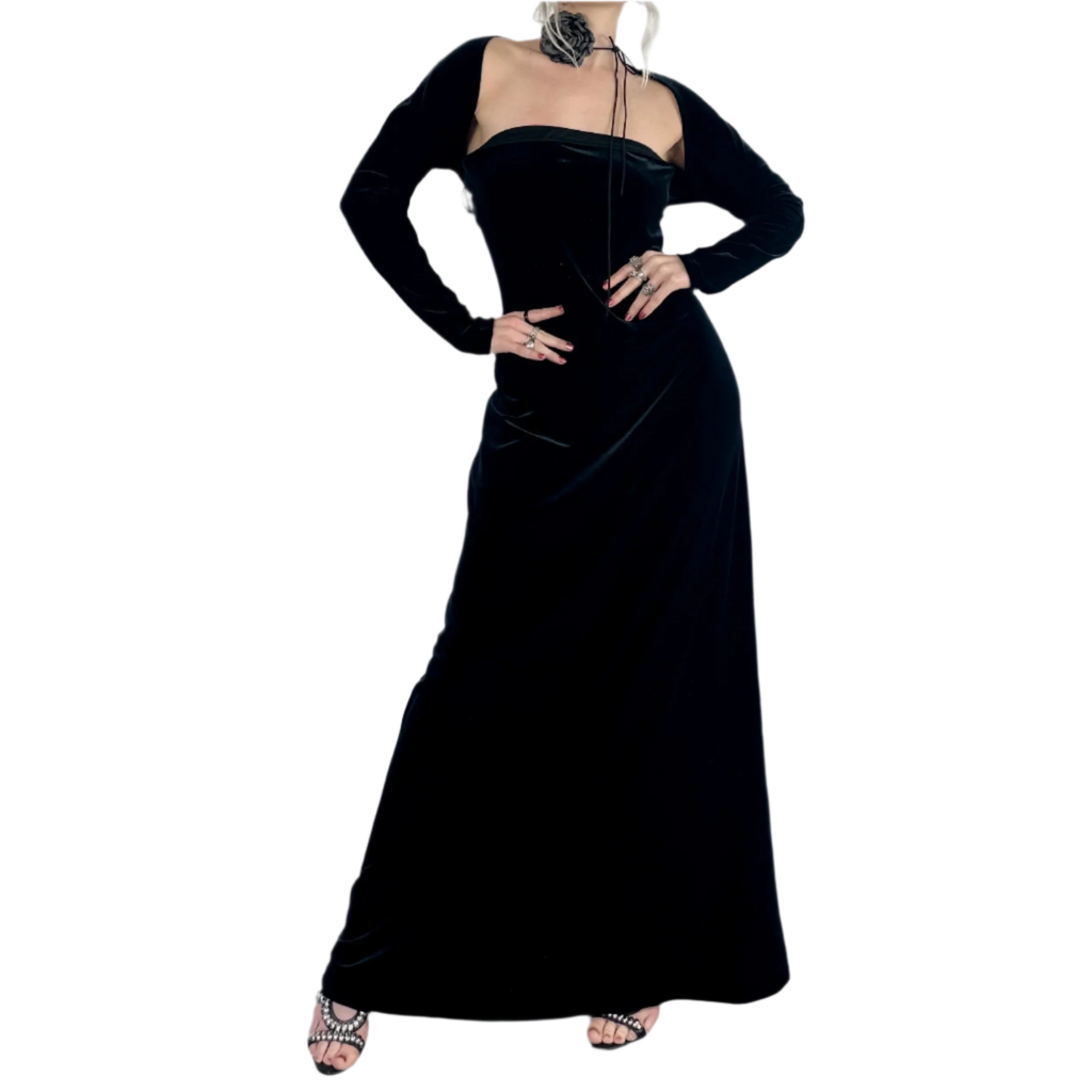 Vintage Velvety Maxi Dress + Bolero Set (M)