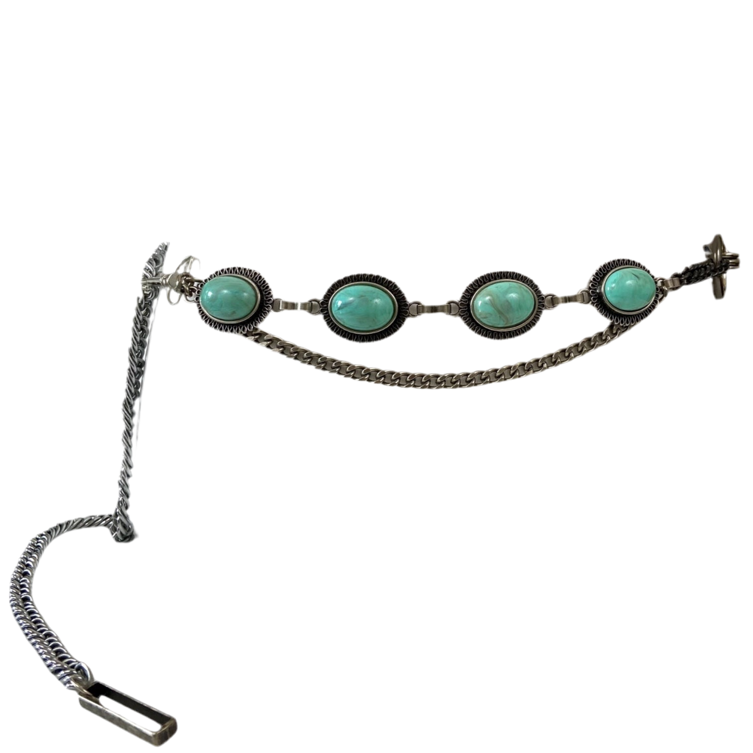 Silver Turquoise Chain Waist Belt