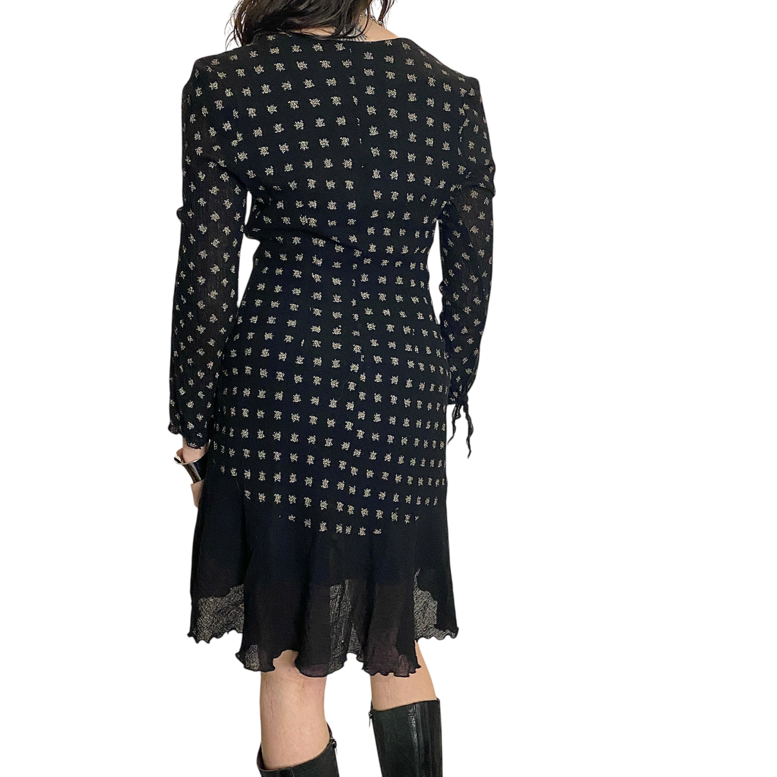 Vintage Coquette Ruffle Midi Dress (XS/S)