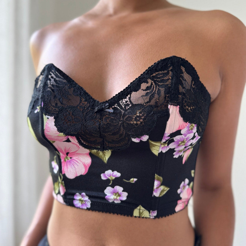 Vintage 90s Italian Floral Bustier (36B)