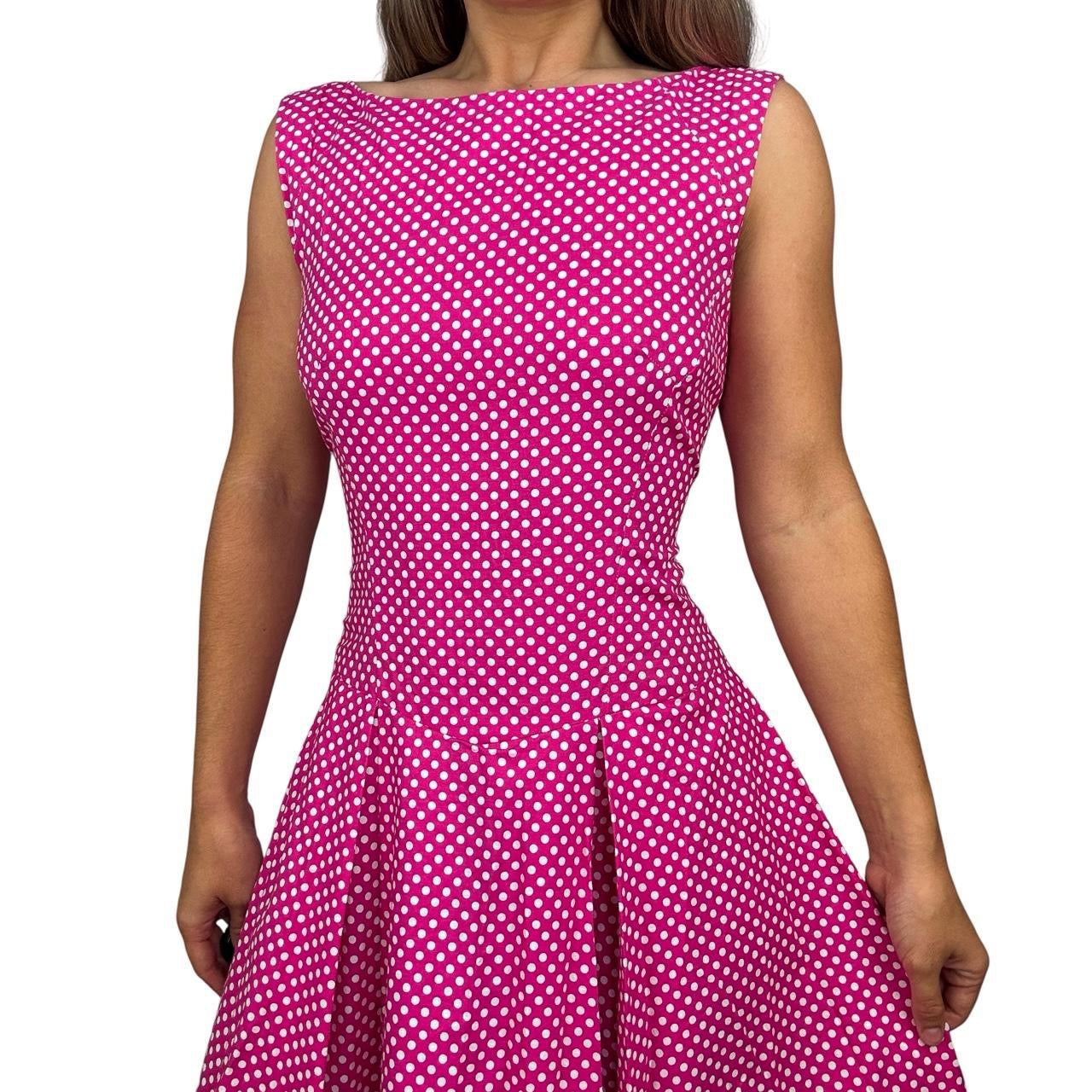 50s Vintage Polka Dot Midi Dress (L)