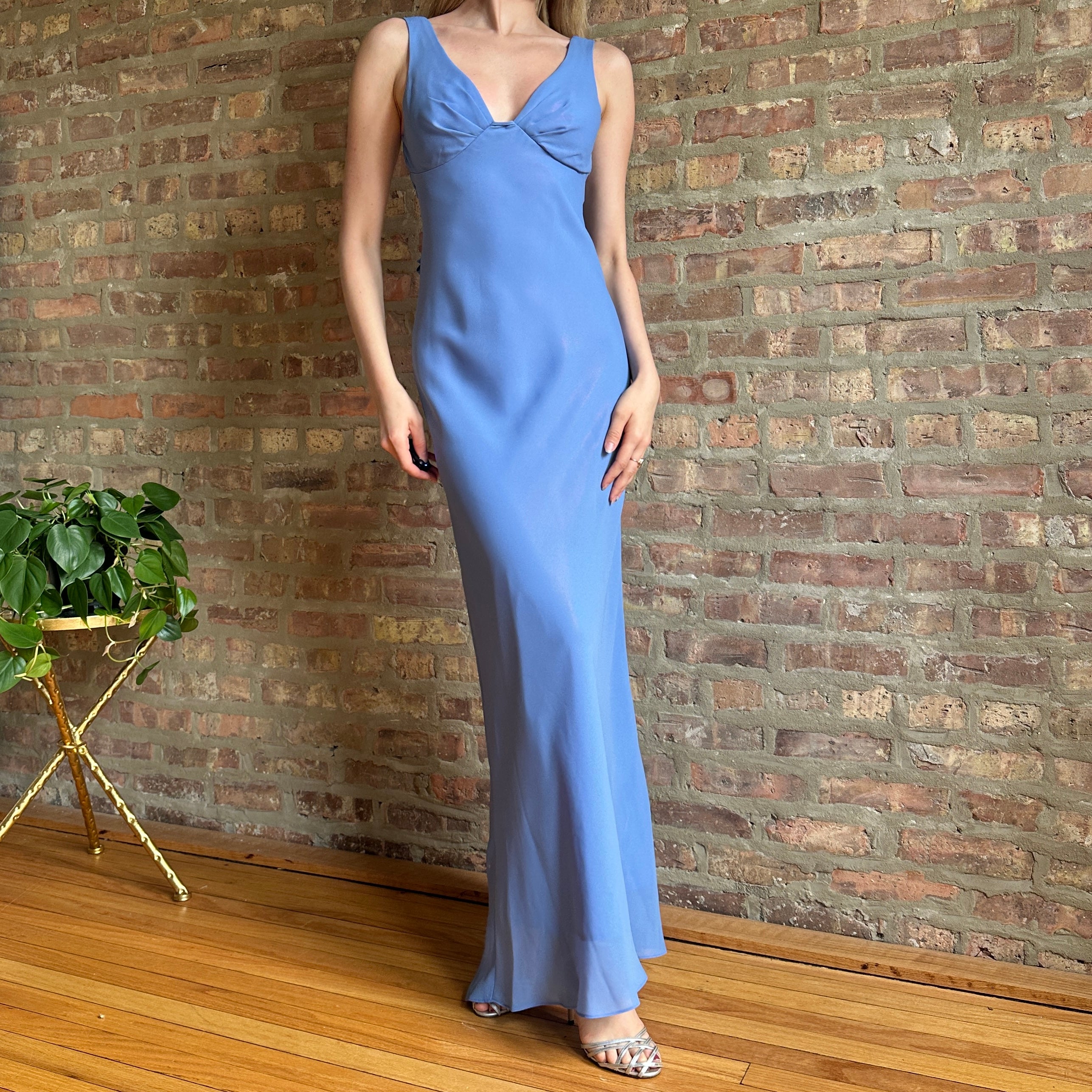 Vintage Baby Blue Maxi Dress (S)