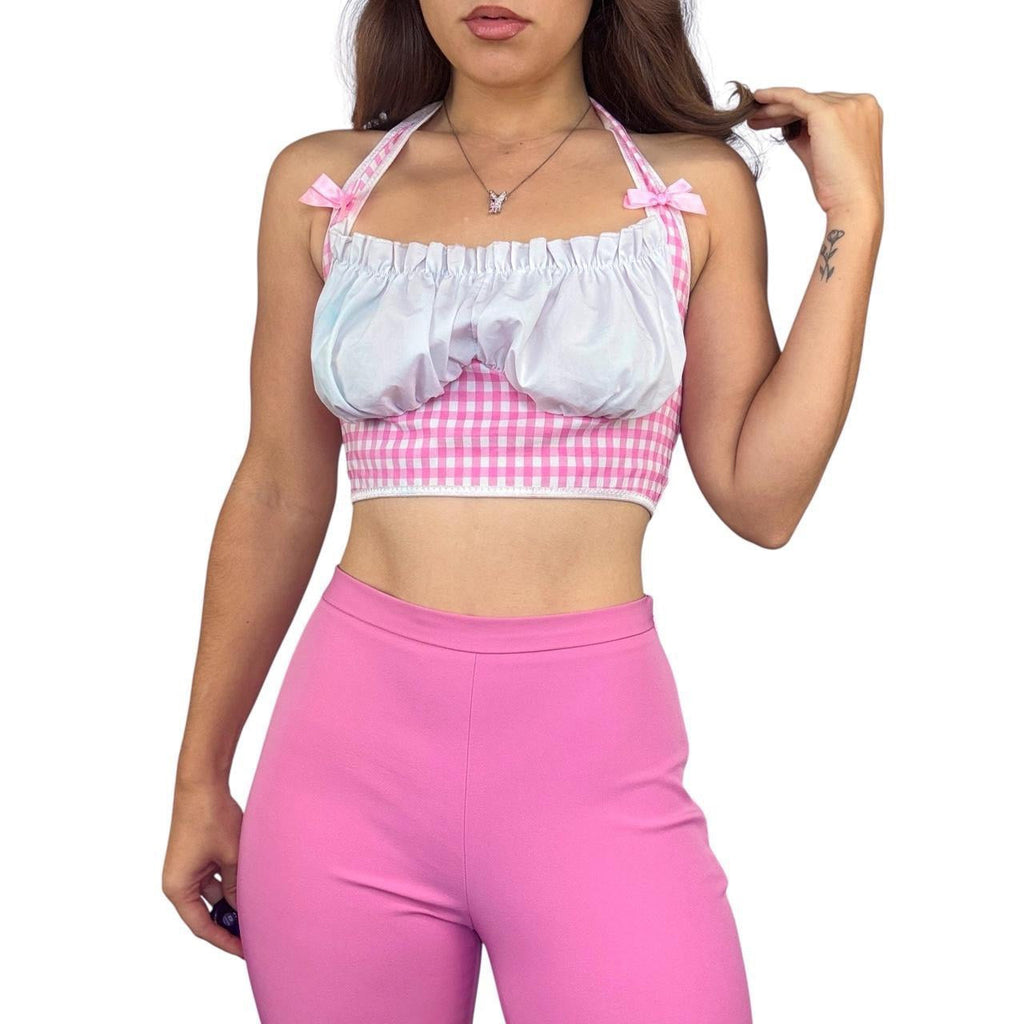 Gingham Milkmaid Crop Top (M)