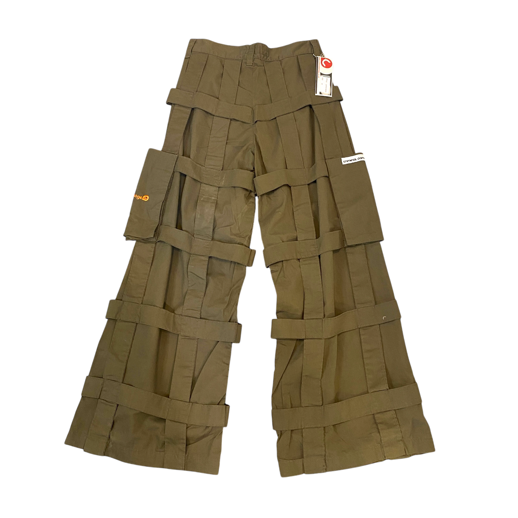 Vintage Khaki Lattice Criminal Damage Cargo Pants (XS)