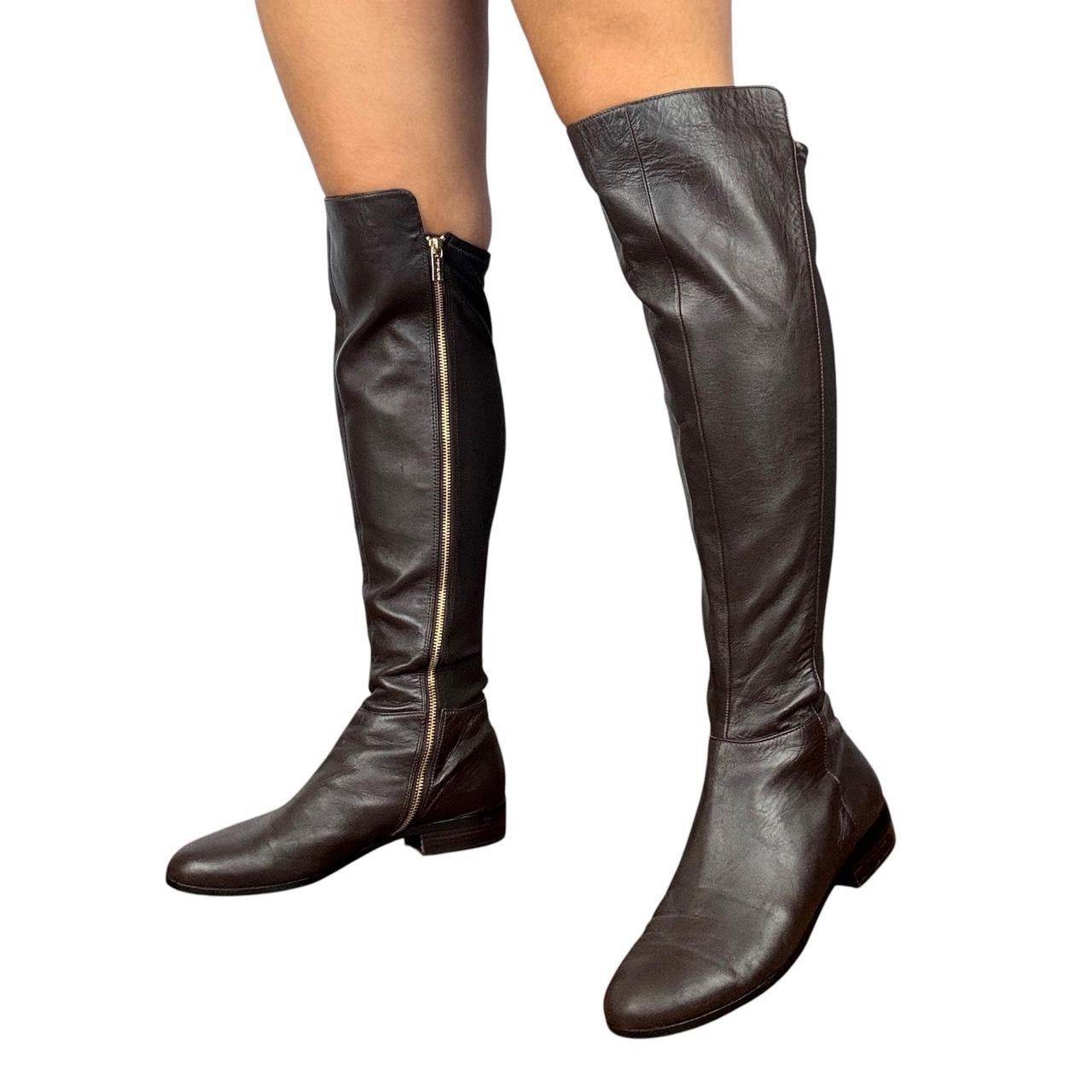 Michael Kors Brown Leather Knee-High Boots (10)