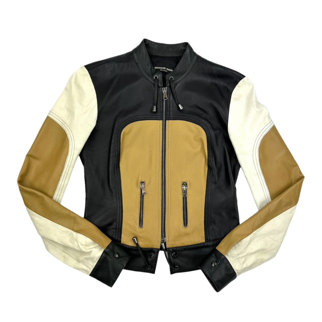 Leather Multi Color Moto Jacket (XS)