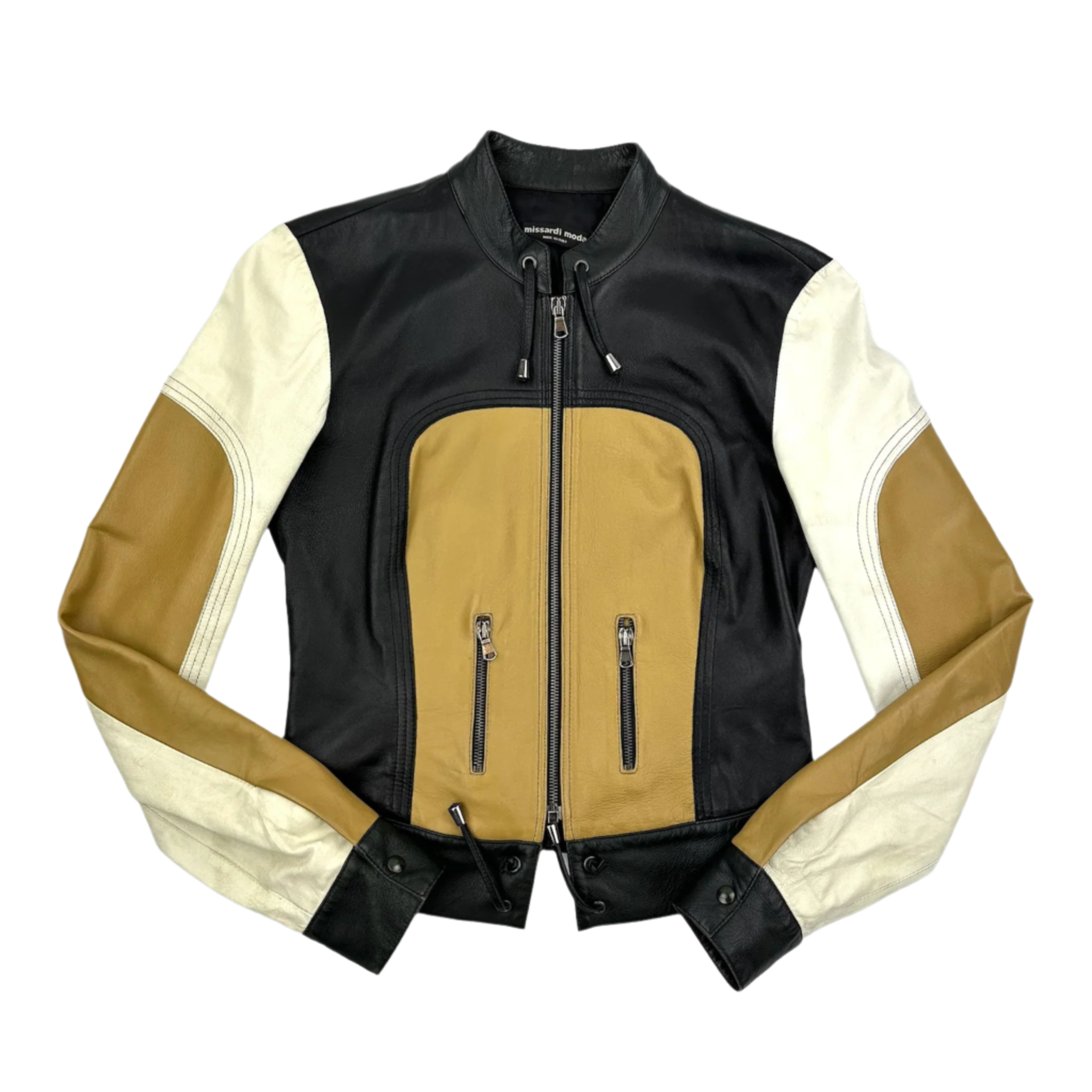 Leather Multi Color Moto Jacket (XS)