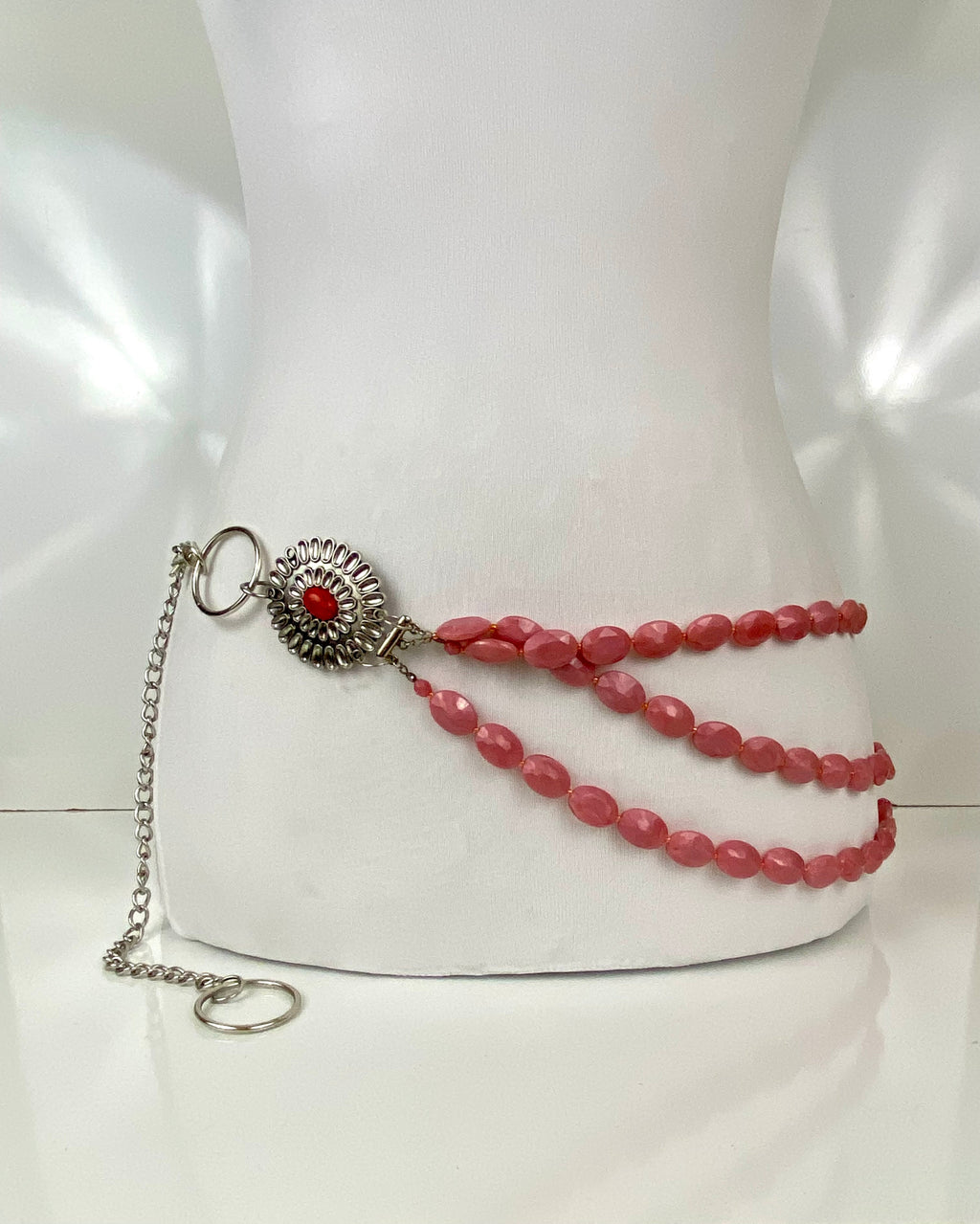 Pink& red silver belt