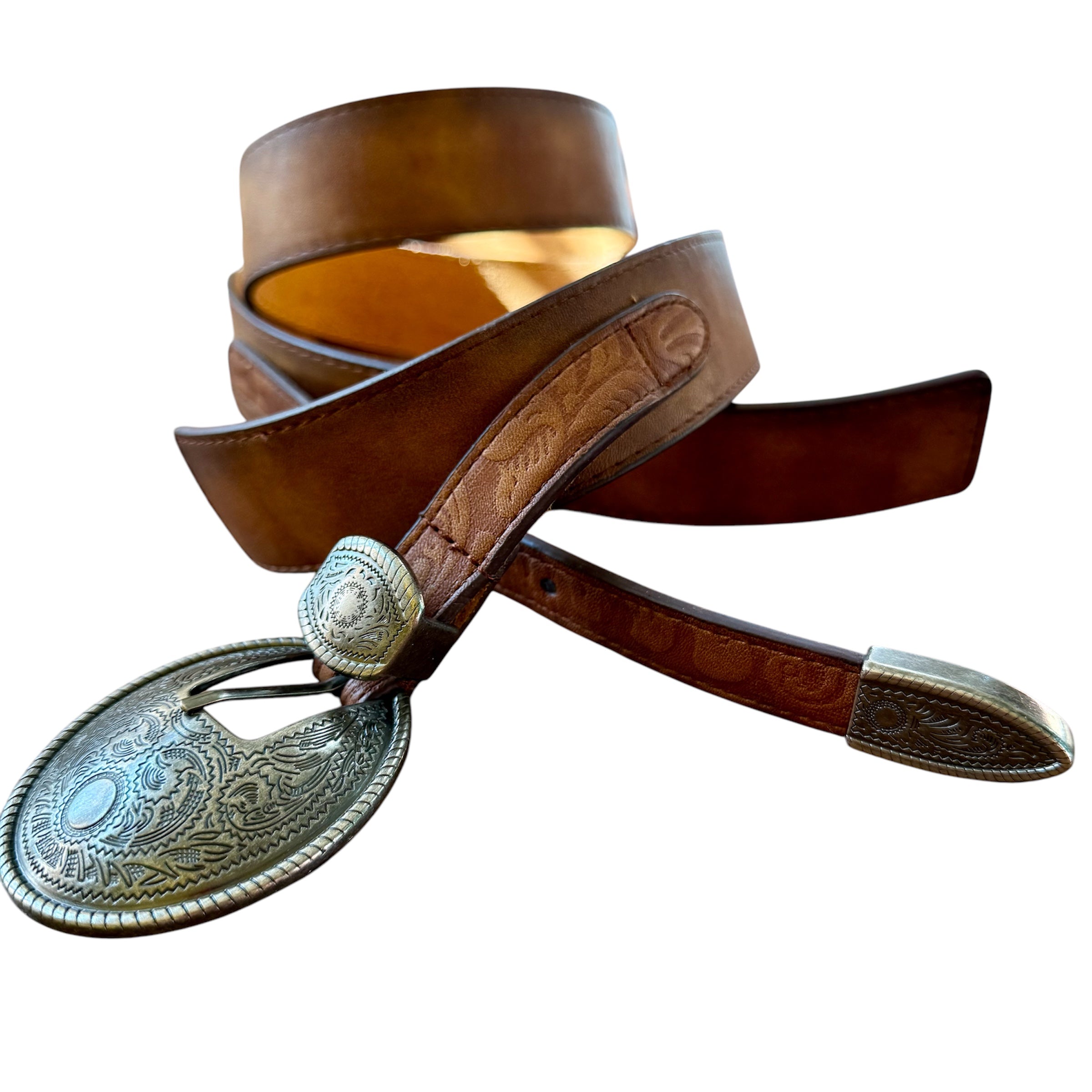 vintage style WESTERN tooled pattern buckle beltRANGER cowboy rodeo