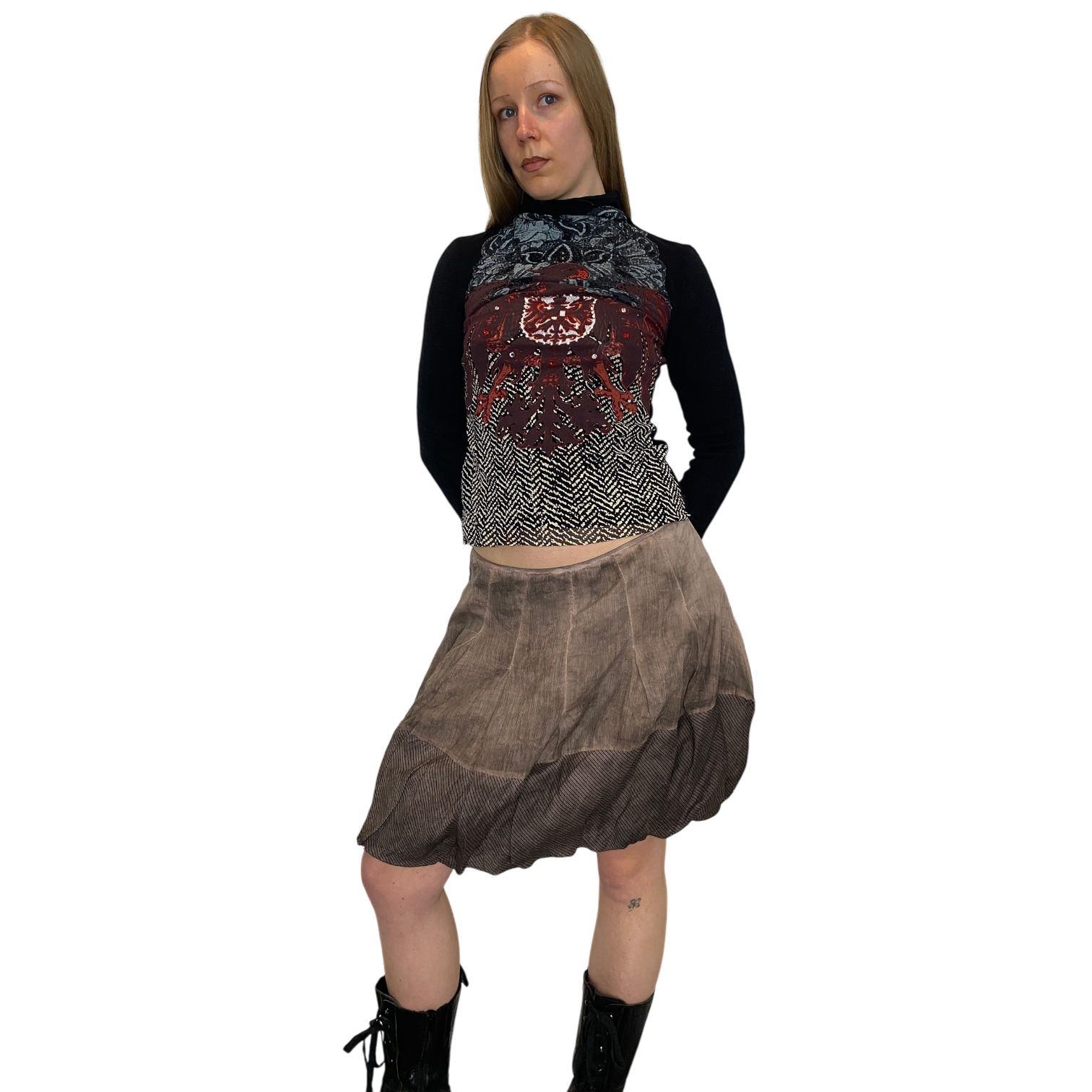 Vintage Grunge Bubble Midi Skirt (M/L)