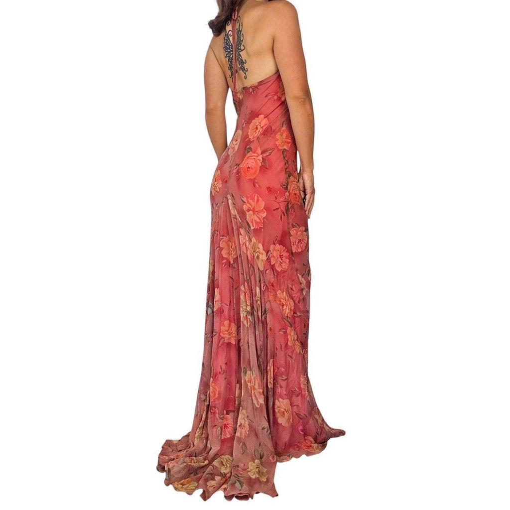 90s Designer Silk Floral Gown (XS/S)