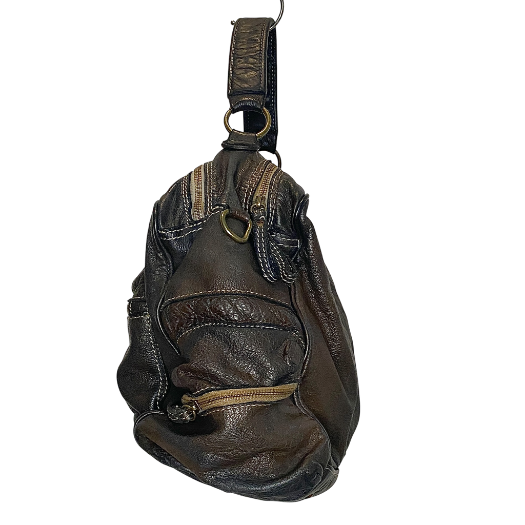 Vintage Italian Large Leather Hand Bag